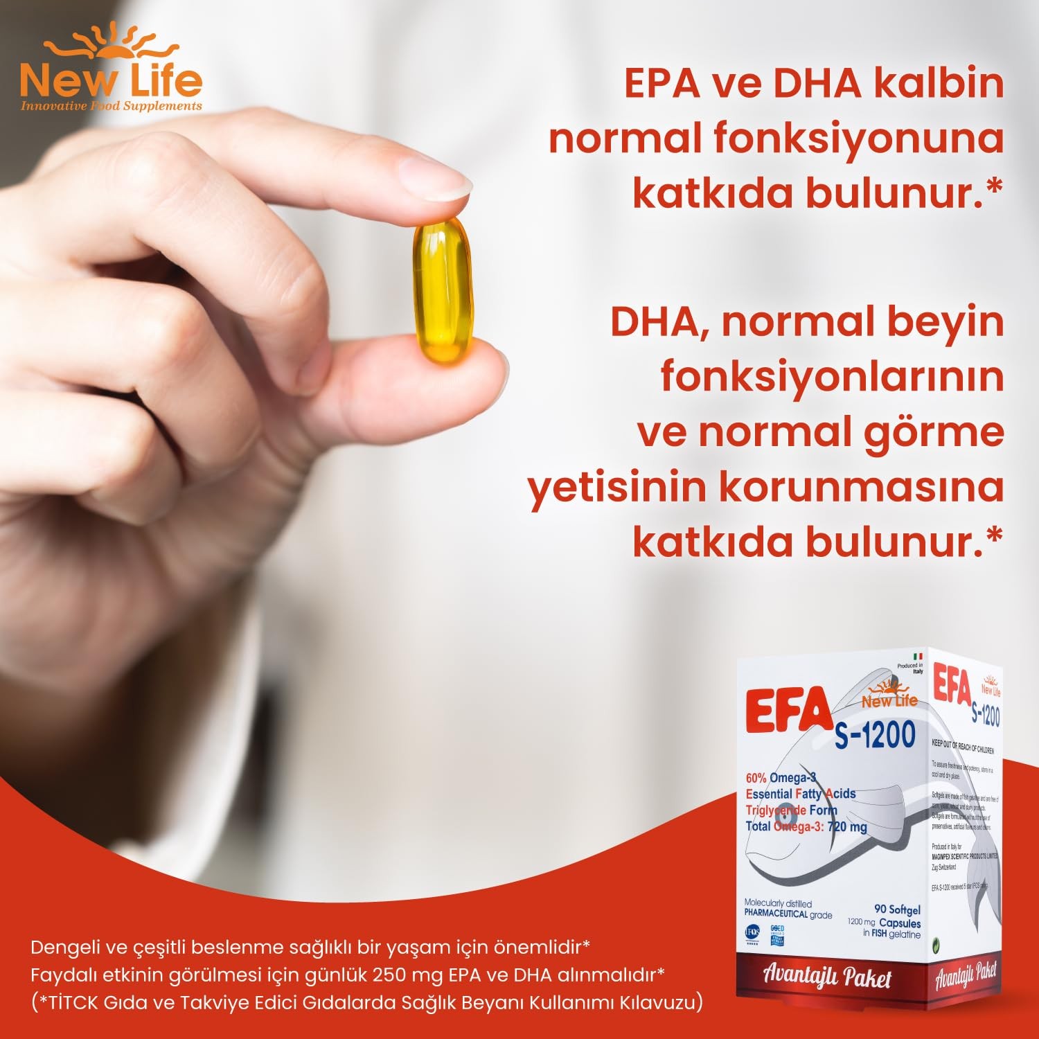 New Life EFA S-1200 Fish Oil Supplement - 90 Capsules