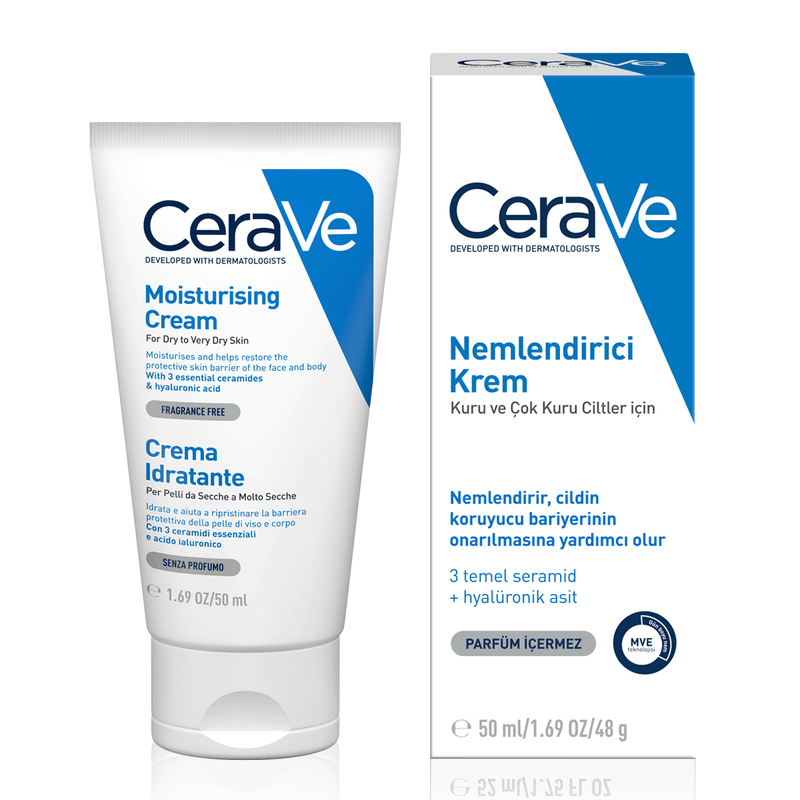 CeraVe Moisturizing Face and Body Cream - For Dry Skin with Ceramides and Hyaluronic Acid 50 ml