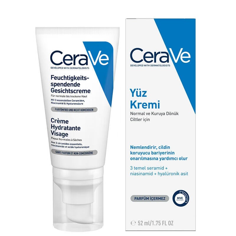 CeraVe Moisturizing Face Cream for Dry Skin with Ceramides and Hyaluronic Acid 52 ml