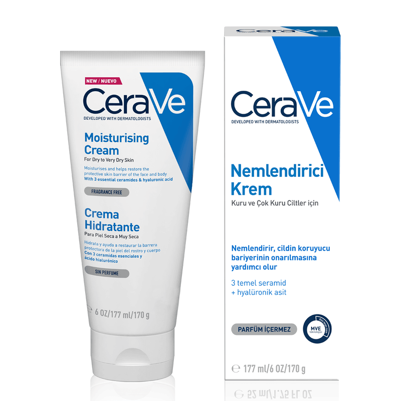 CeraVe Moisturizing Cream for Face and Body – For Dry Skin with Ceramides and Hyaluronic Acid 177 ml