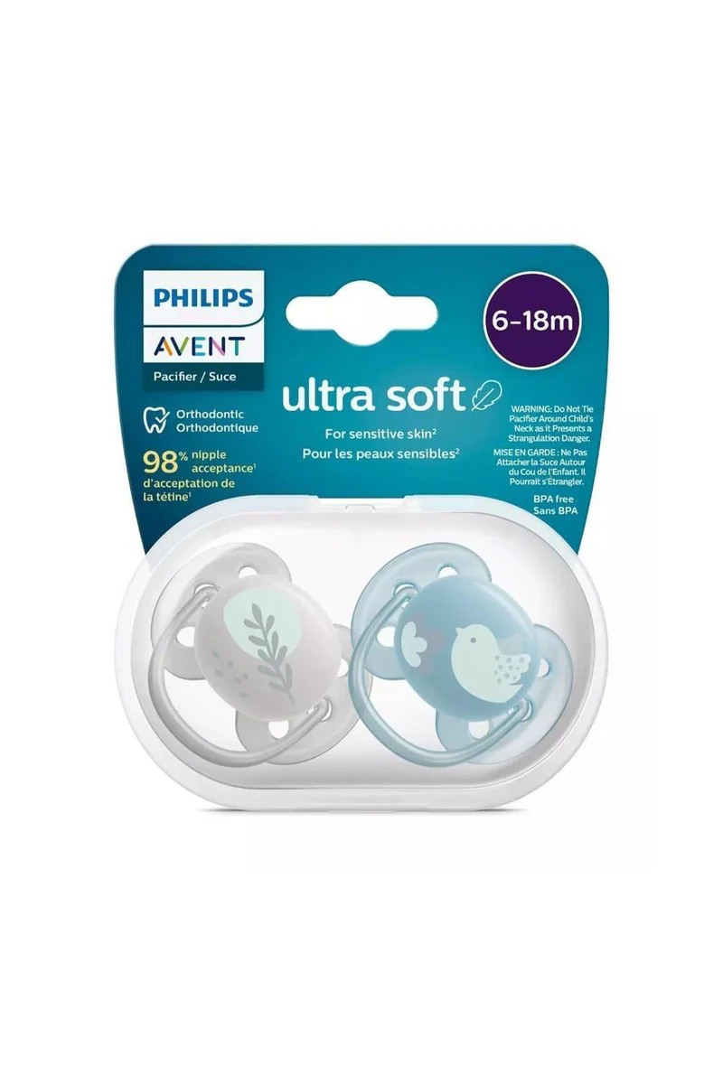 Philips Avent Ultra Soft Pacifier 6-18 Months 2-Pack - For Boys