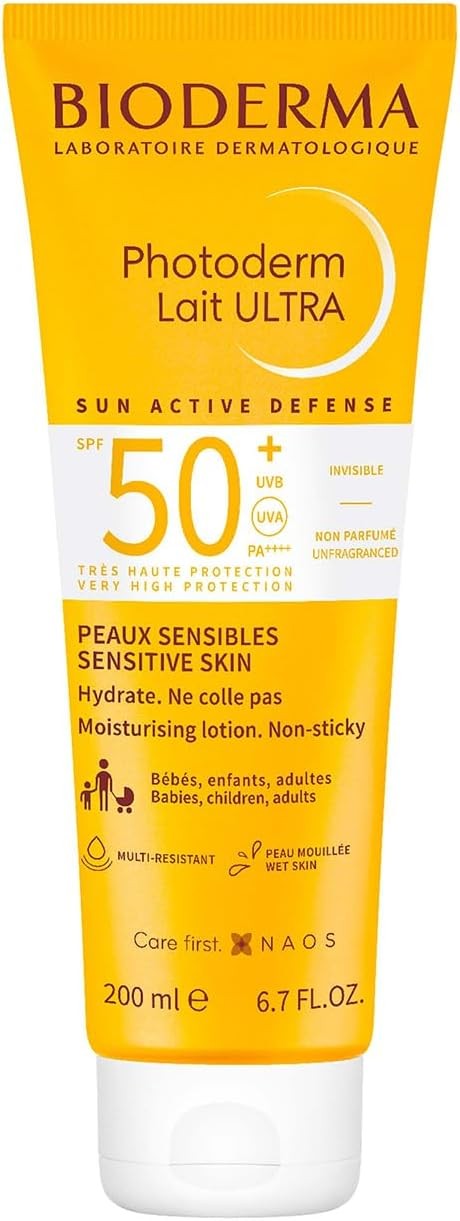 Bioderma Photoderm Lait ULTRA SPF 50+ Very High Protection Sunscreen for Sensitive Skin, Suitable for the Whole Family 200ml