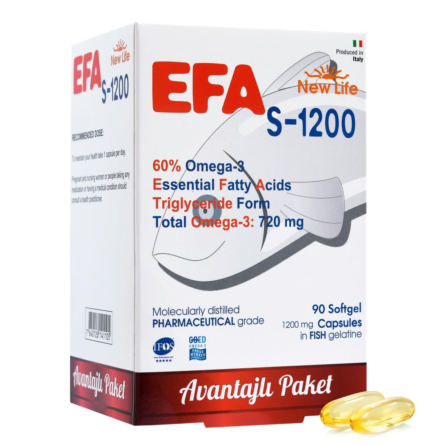 New Life EFA S-1200 Fish Oil Supplement - 90 Capsules