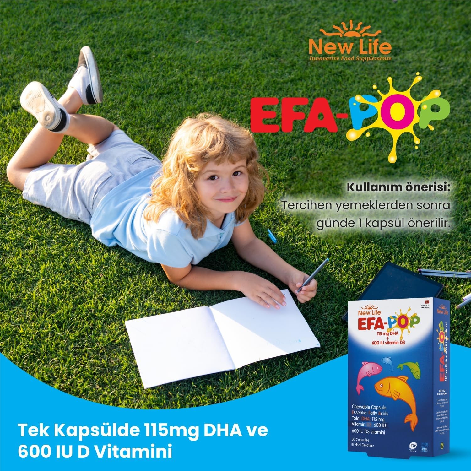 New Life EFA Pop Fish Oil Dietary Supplement - 30 Chewable Capsules