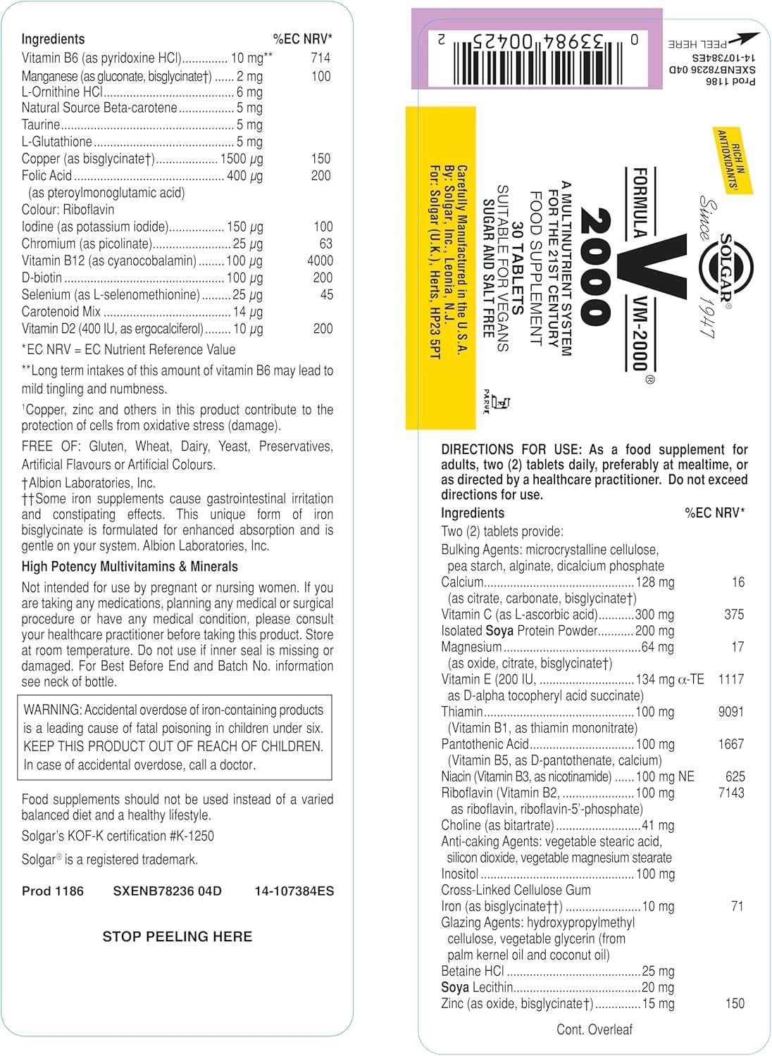 Solgar Formula VM 2000 30 Tablets