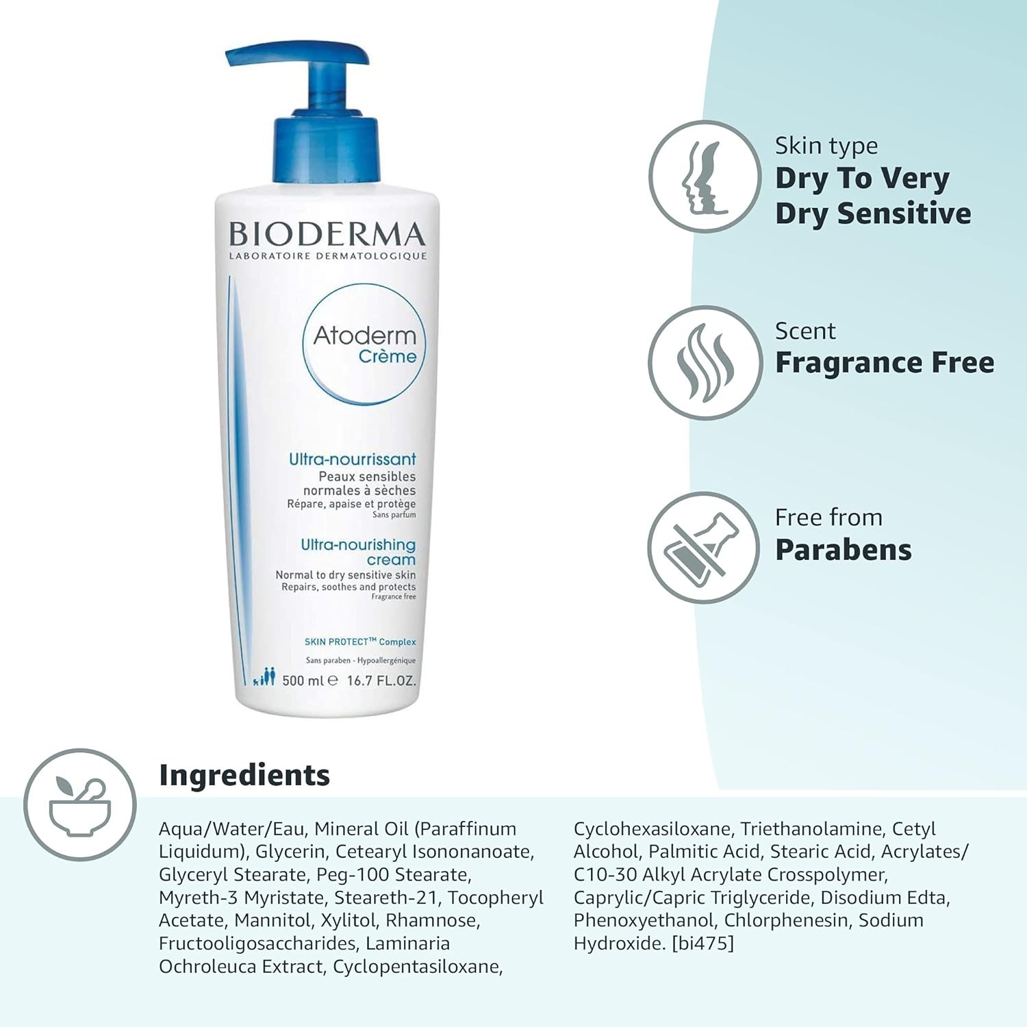 Bioderma Atoderm Nourishing Cream, 500 ml