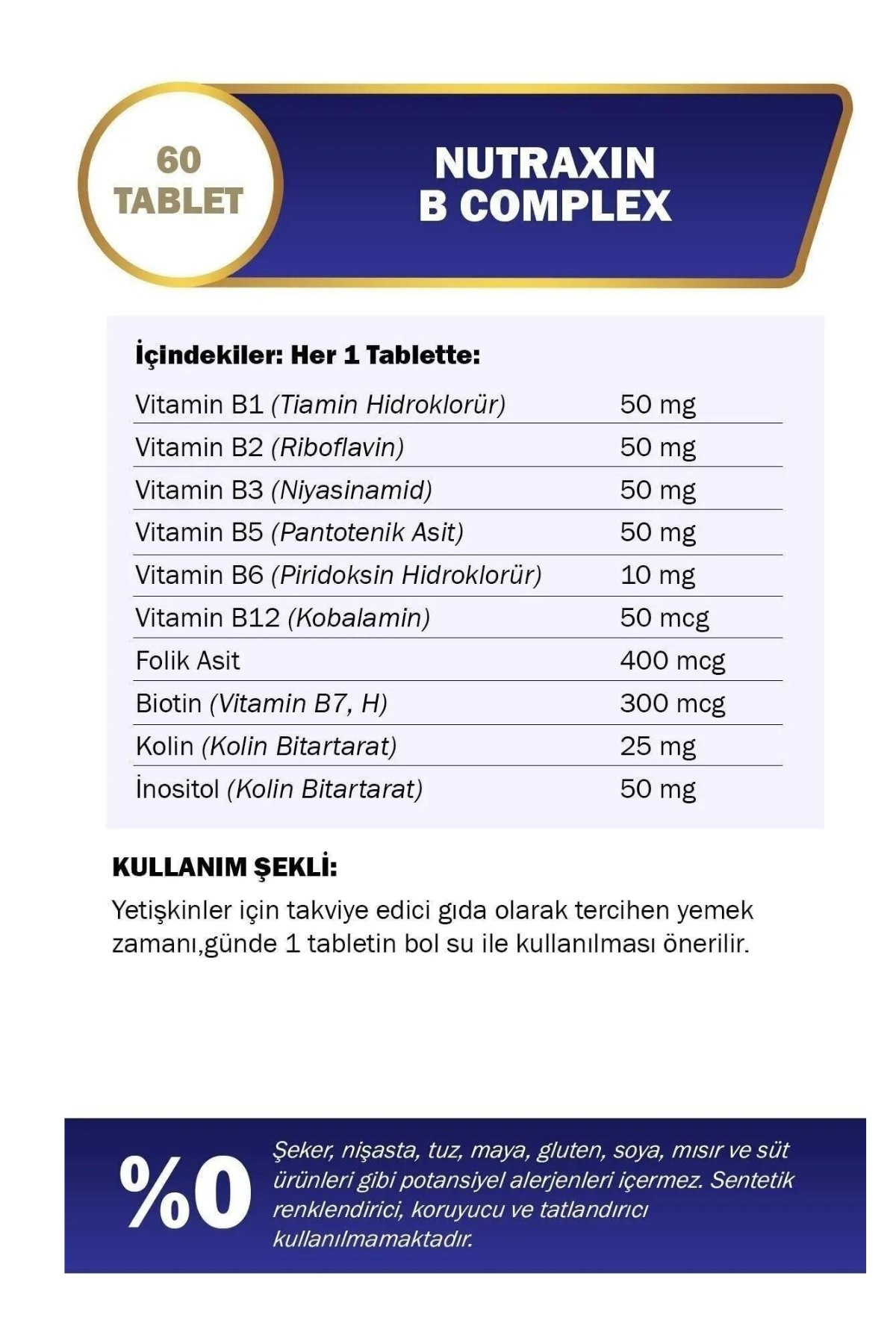 Nutraxin B Vitamin Complex 60 Capsules