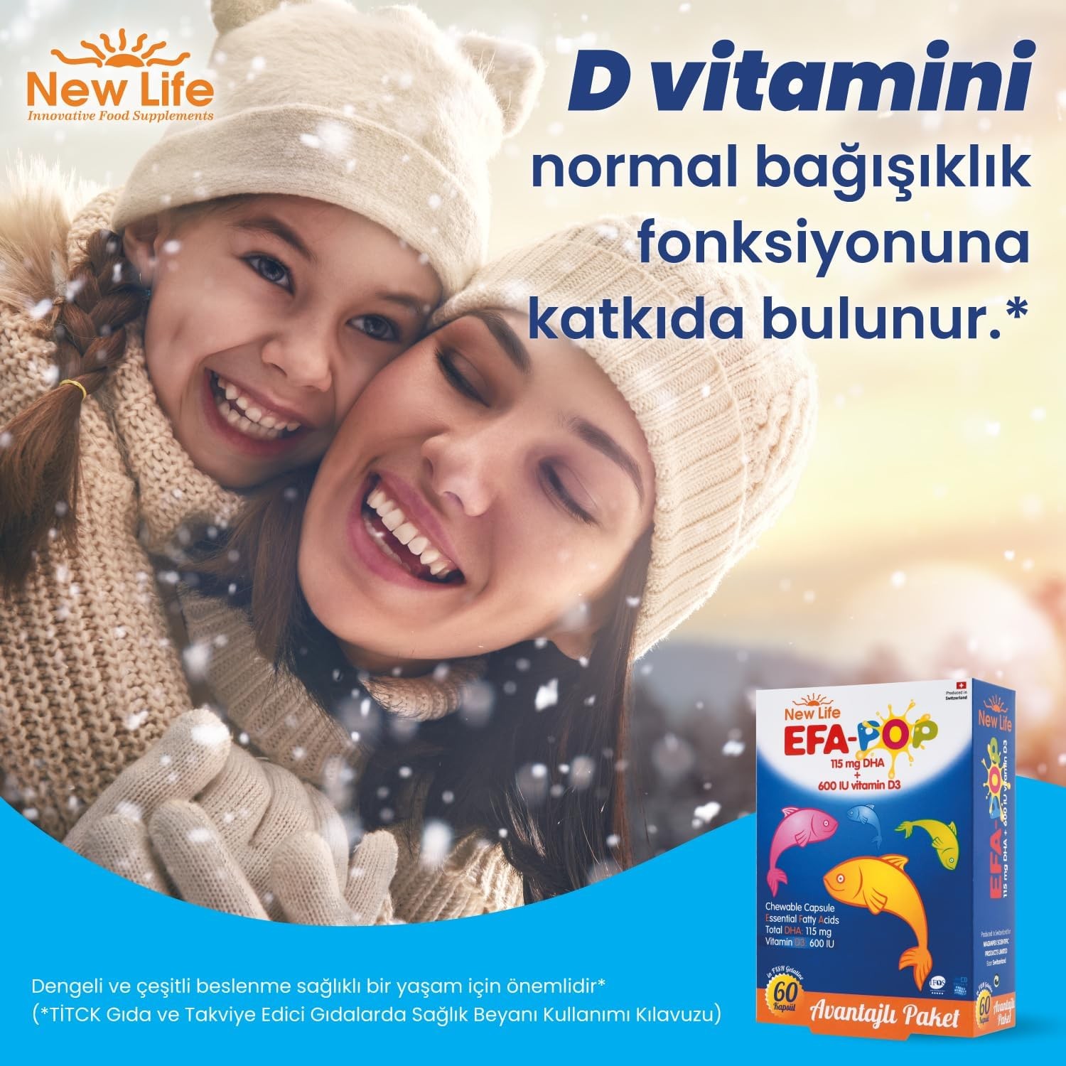 New Life EFA Pop Fish Oil Dietary Supplement - 60 Chewable Capsules