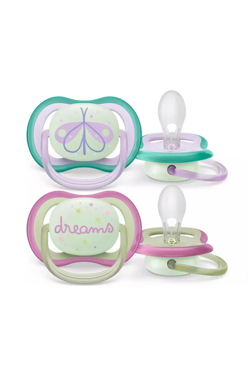 Philips Avent Ultra Air Night Pacifier 0-6 Months, 2-Pack - For Girls