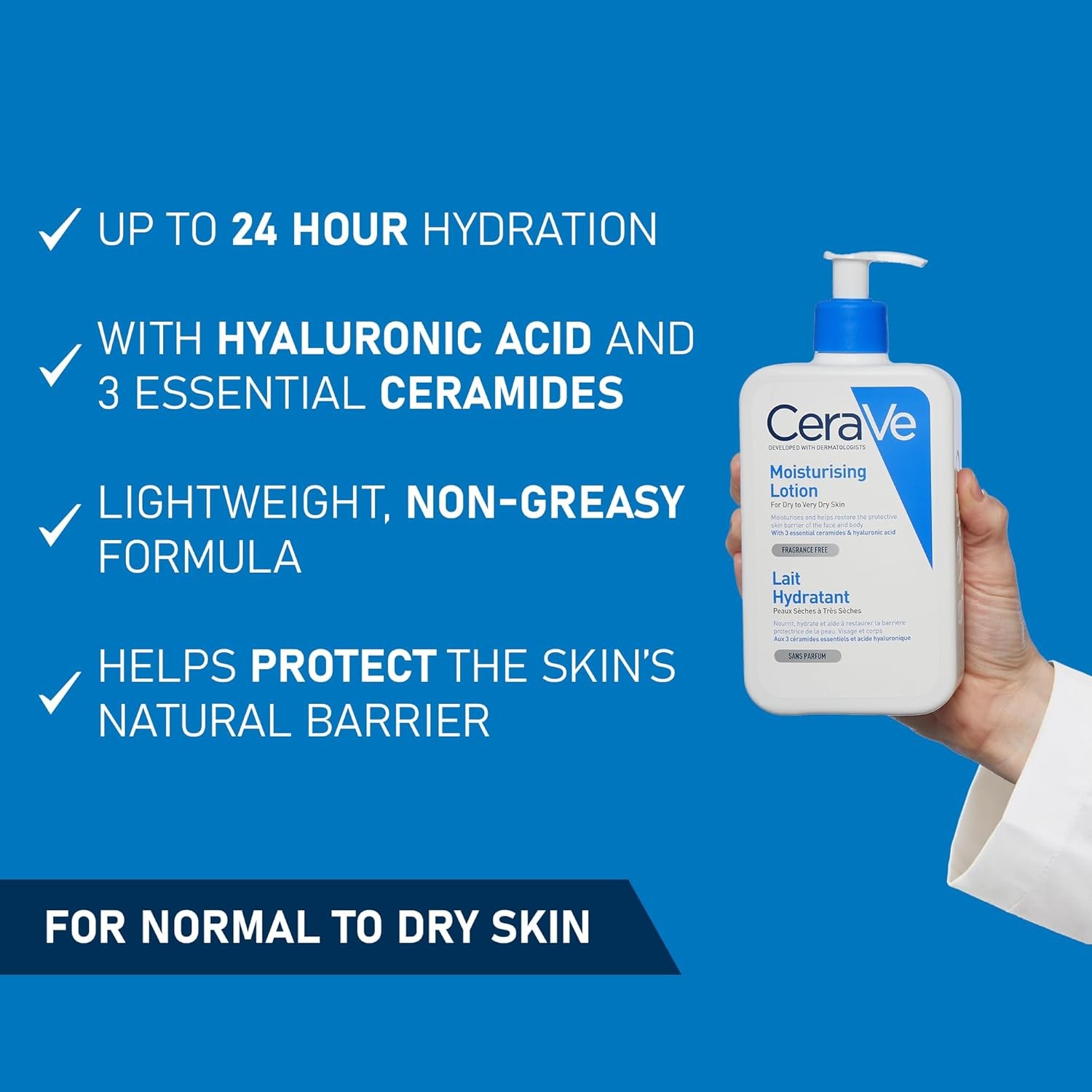 CeraVe Moisturizing Lotion for Face and Body – With Ceramides and Hyaluronic Acid 236 ml