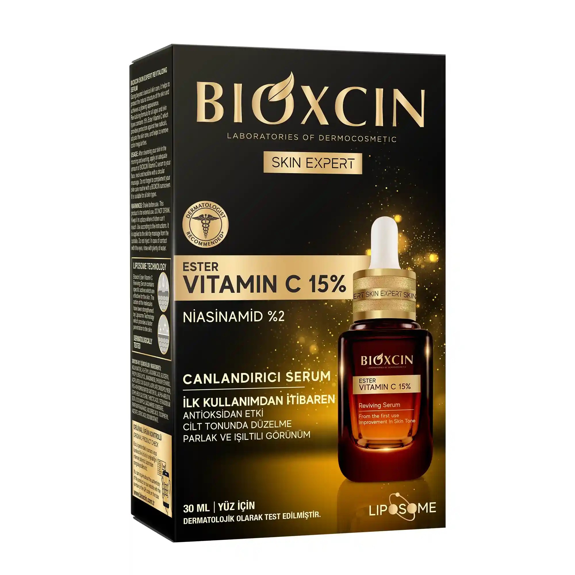 Bioxcin Ester C Vitamin Serum %15 & Niacinamide %2 - Brightening, Revitalizing, Even Skin Tone Liposomal