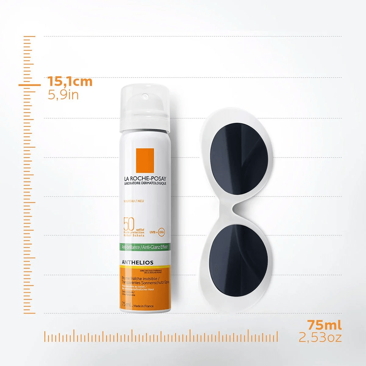 لاروش بوساي أنثيليوس للتحكم في الزيوت بعامل حماية من الشمس SPF50+ رذاذ واقي من الشمس 75 مل