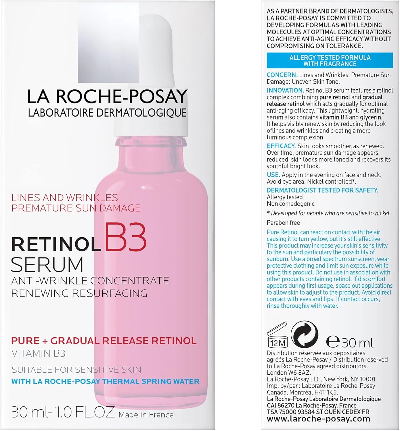 La Roche-Posay Retinol B3 Serum 30ml - Anti-Aging Serum for Skin Renewal and Brightening