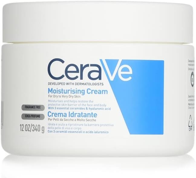 CeraVe Moisturizing Cream for Face and Body – For Dry Skin with Ceramides and Hyaluronic Acid 340 g