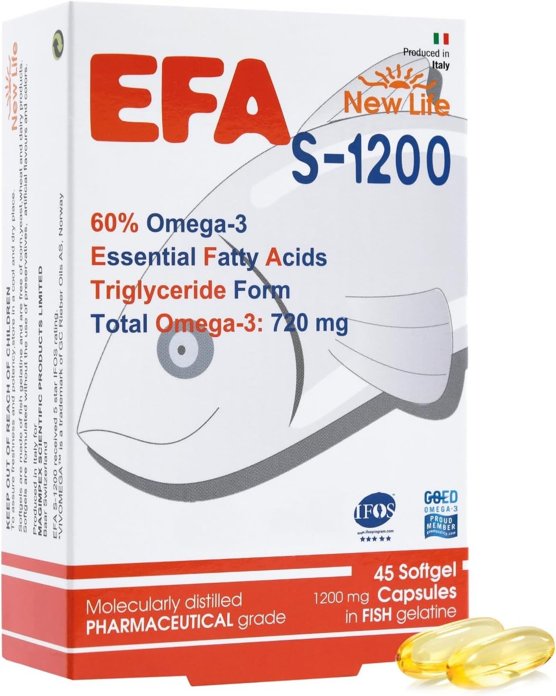 New Life EFA S-1200 Fish Oil Dietary Supplement - 45 Capsules