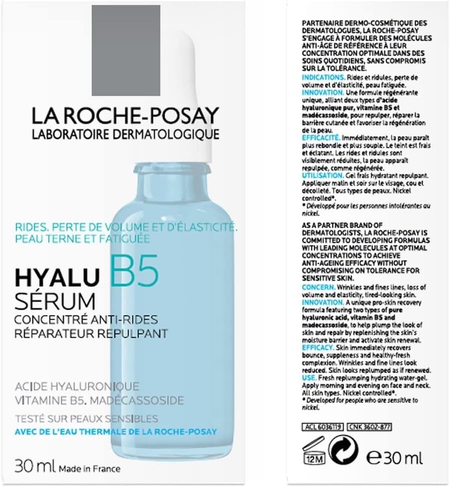 La Roche-Posay Hyalu B5 Pure Hyaluronic Acid Serum for Face, with Vitamin B5. Anti-Aging Serum Concentrate for Fine Lines.