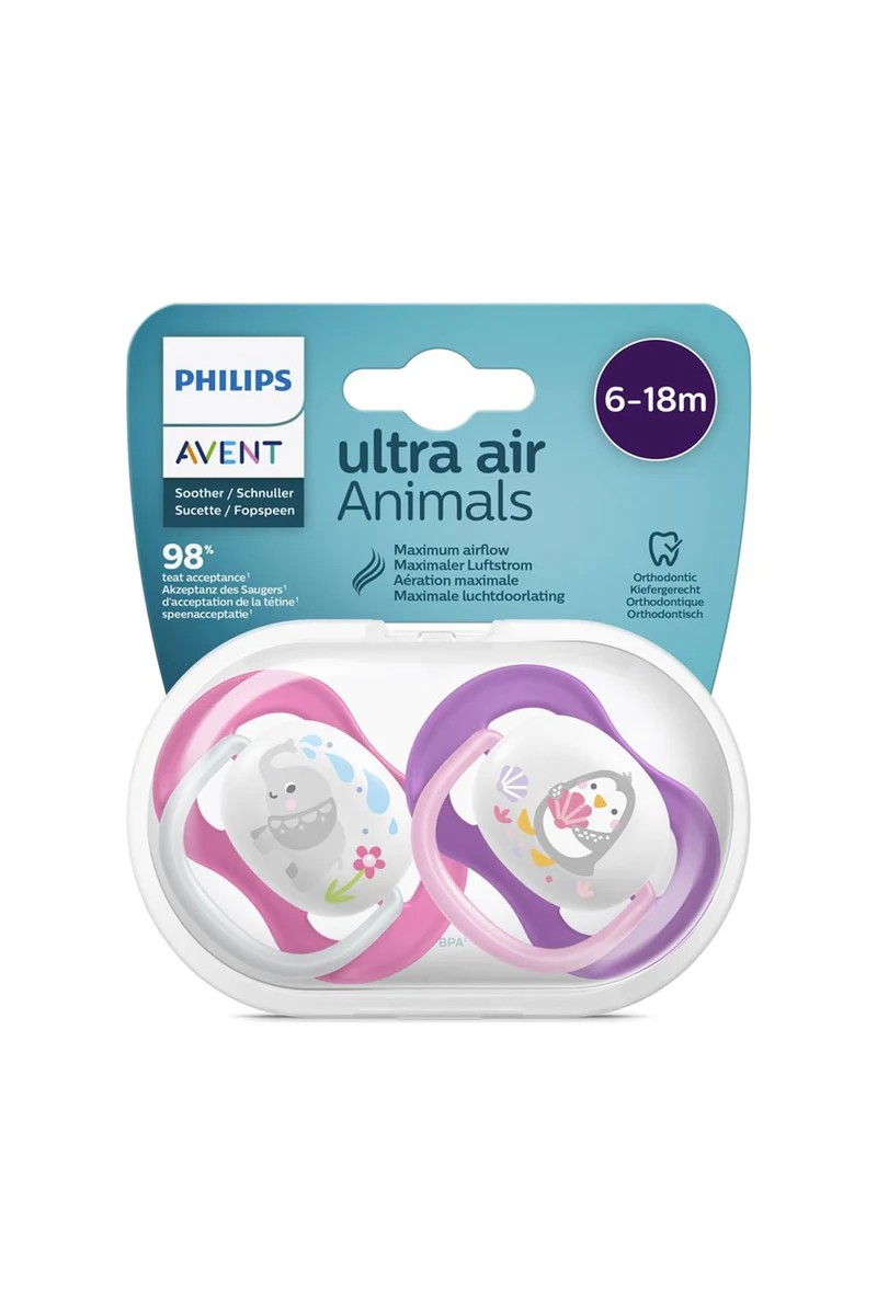 Philips Avent Ultra Air Pacifier 6-18 Months Girl 2-Pack - For Girls