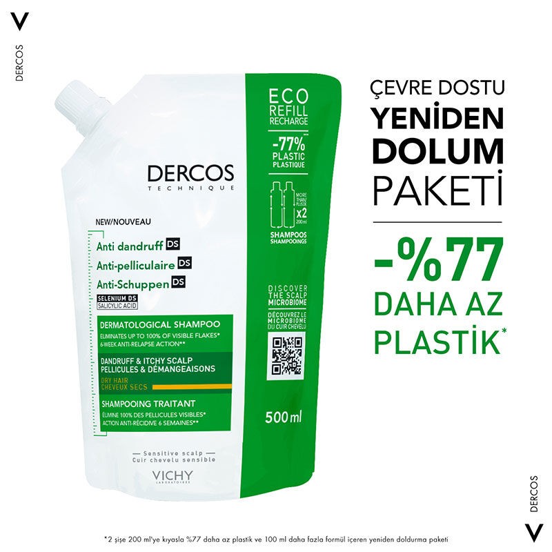 Vichy Dercos Anti Dandruff Shampoo 500ml - For Dry Hair