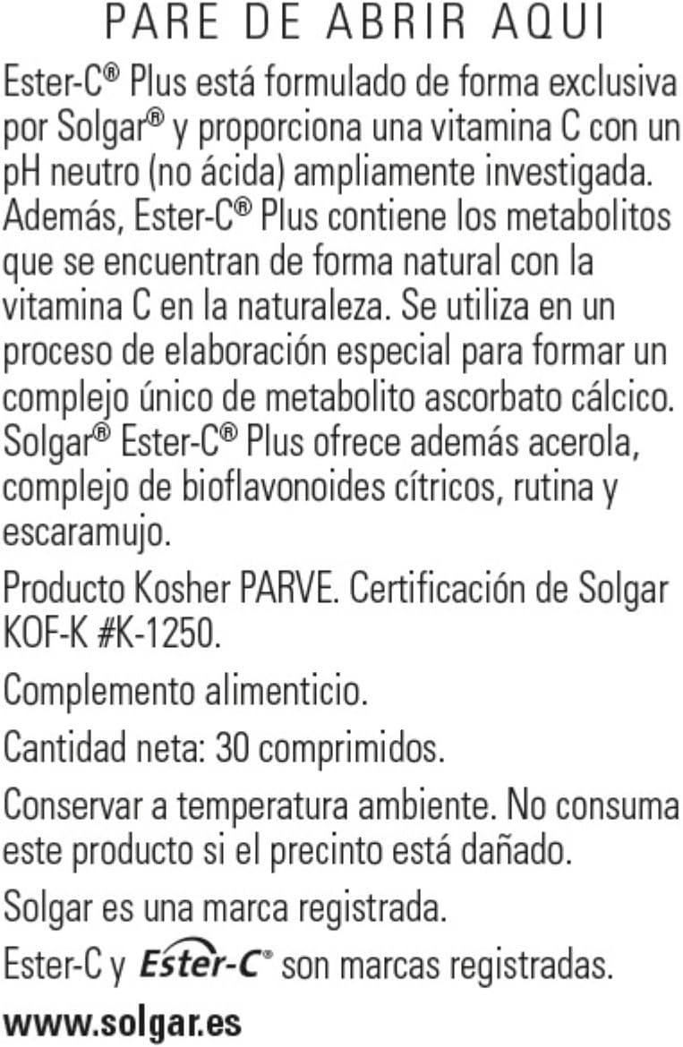 Solgar Ester-C Plus 1000mg 30 Tablets - Dietary Supplement
