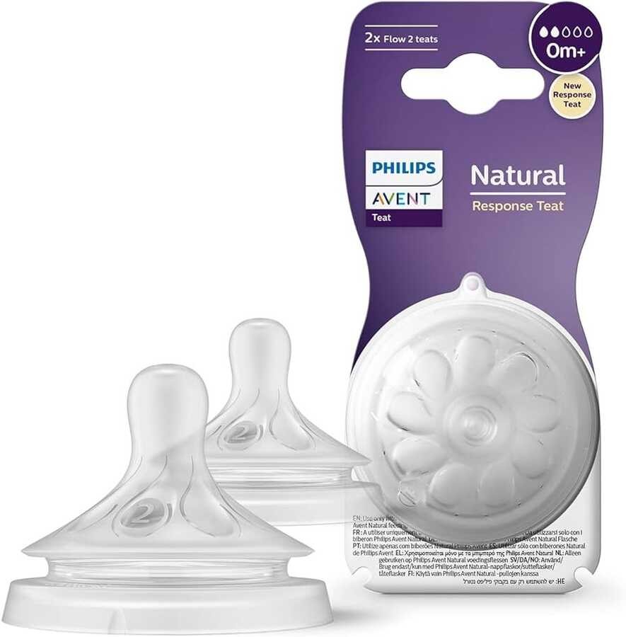 Philips Avent Natural Response 2-Pack Nipple, Size 2, 0 Months+