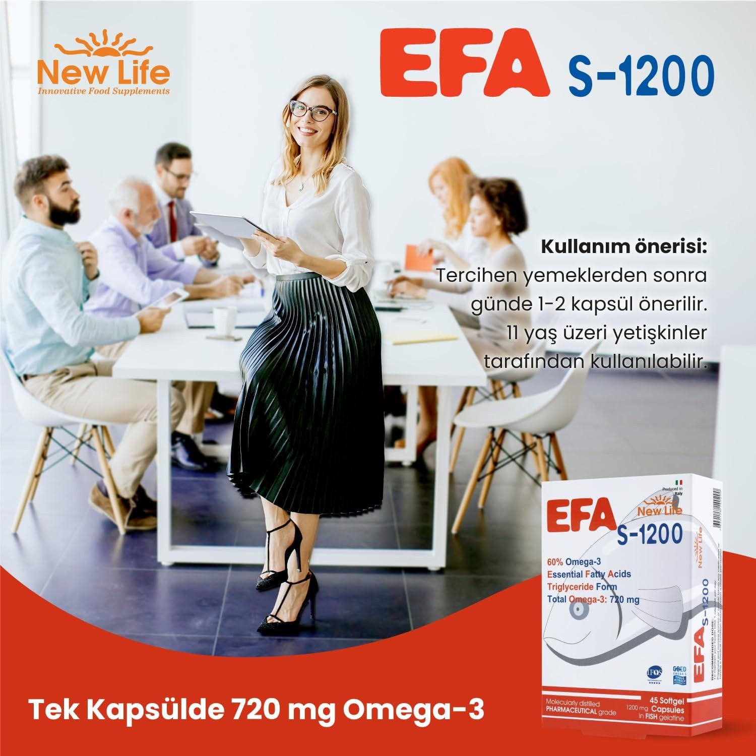 New Life EFA S-1200 Fish Oil Dietary Supplement - 45 Capsules