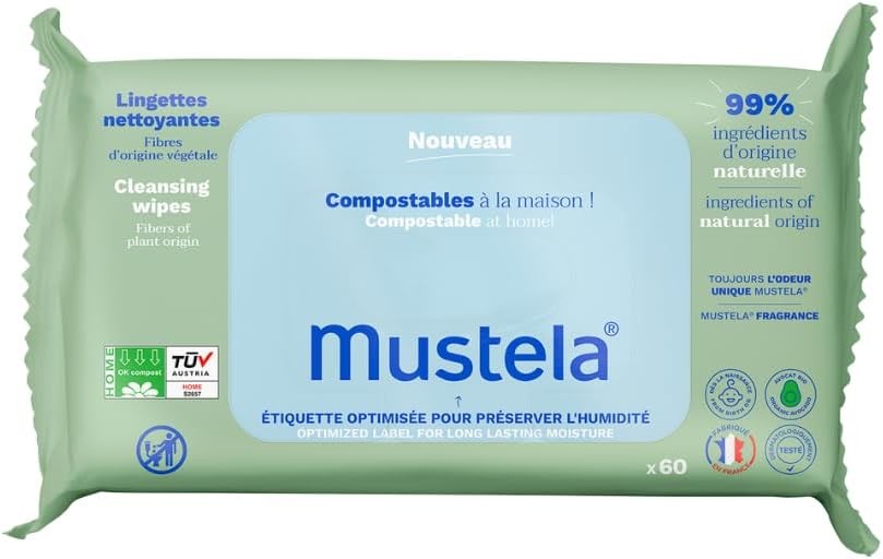 Mustela Compostable Wet Wipes 60 Count