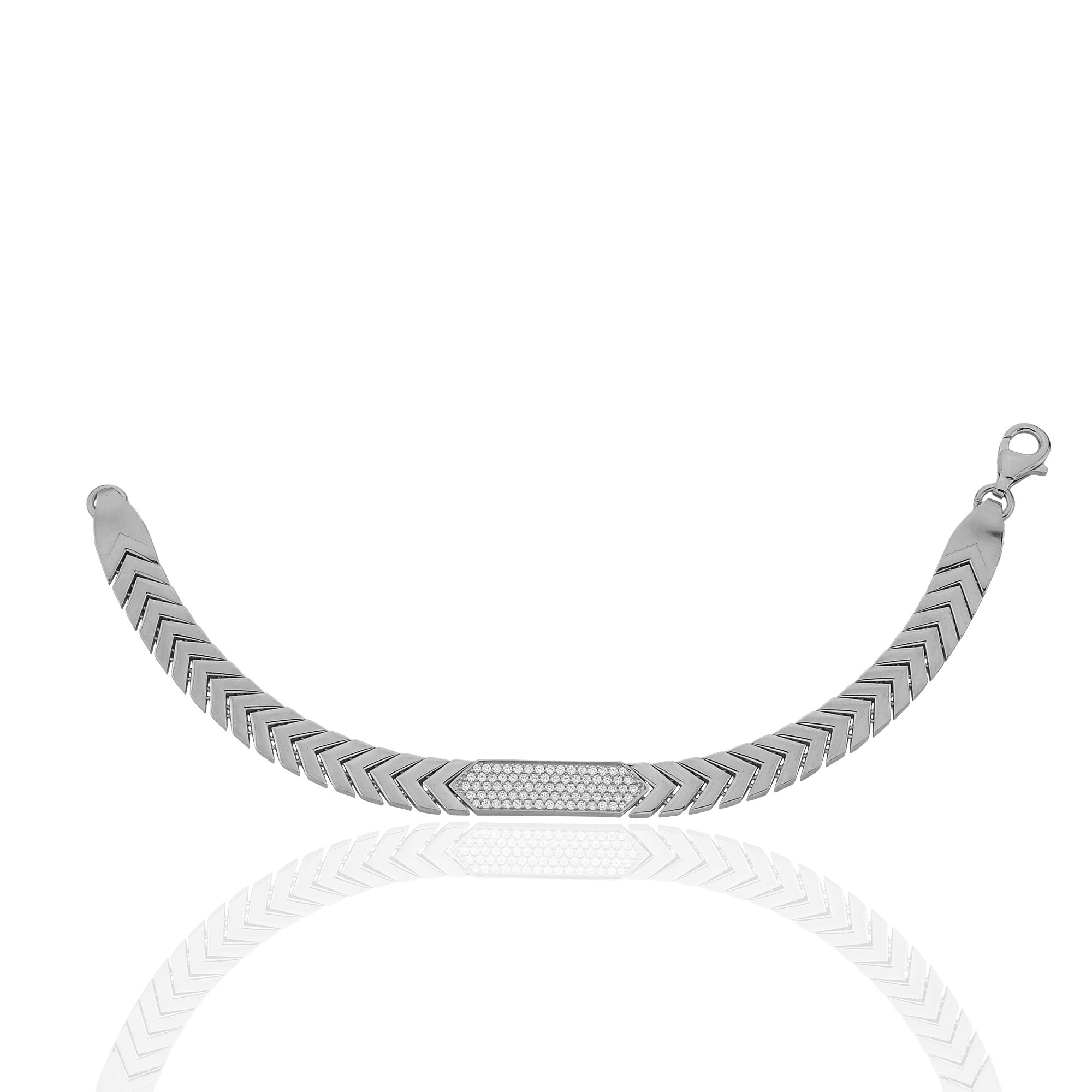 White Stone Herringbone Bracelet