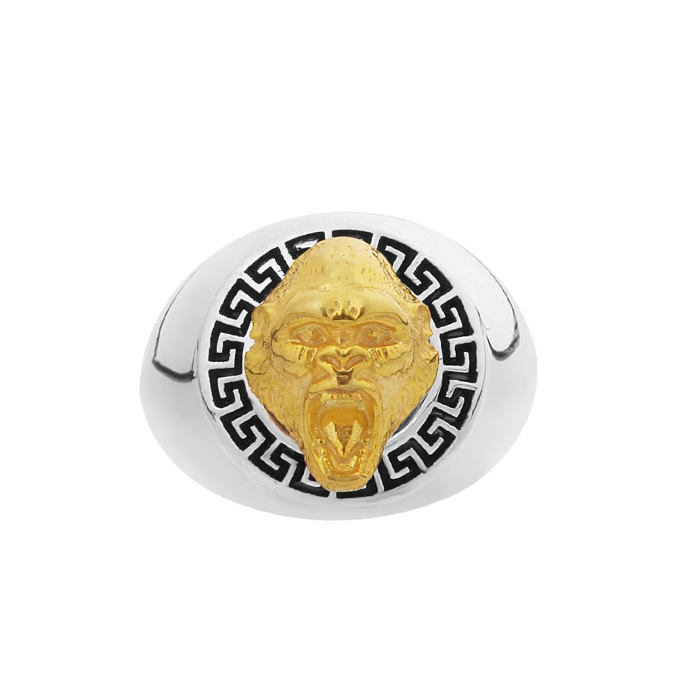 Gold Gorilla Silver Ring