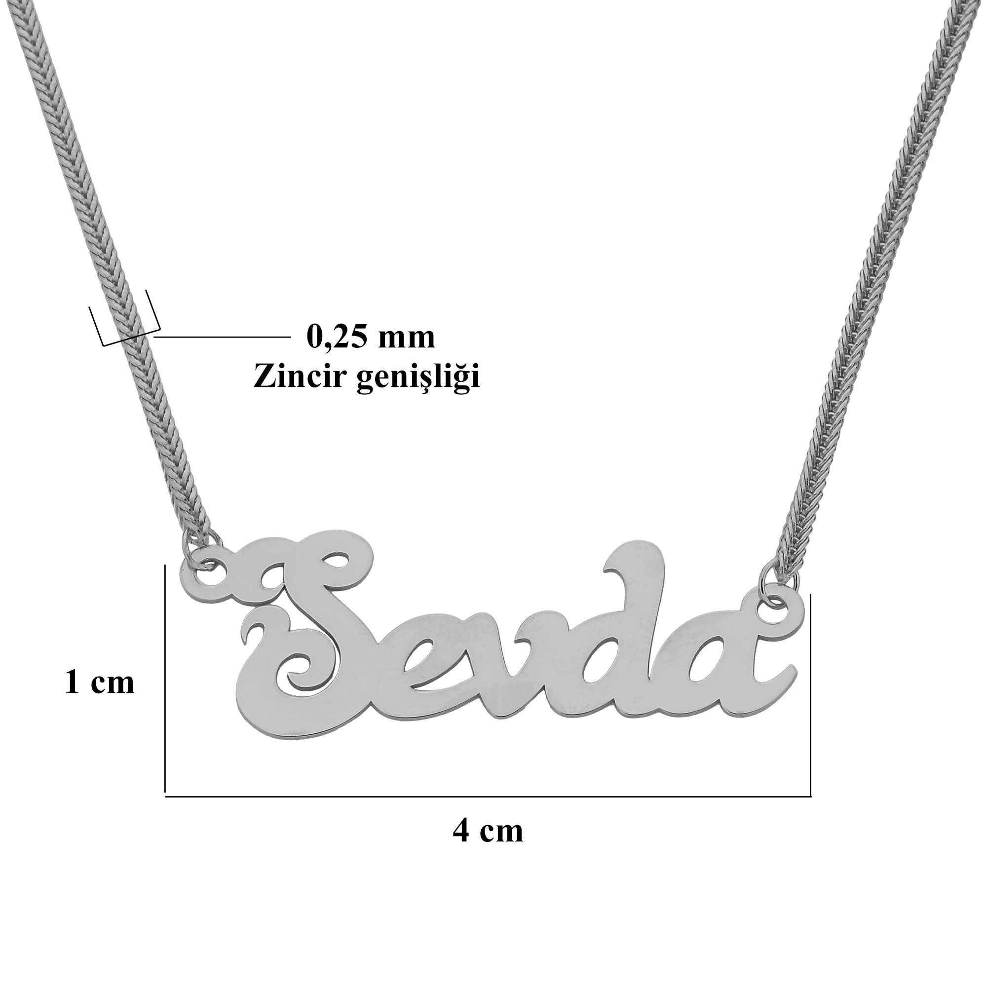 Mikron Kaplama İsimli Gümüş Kolye
