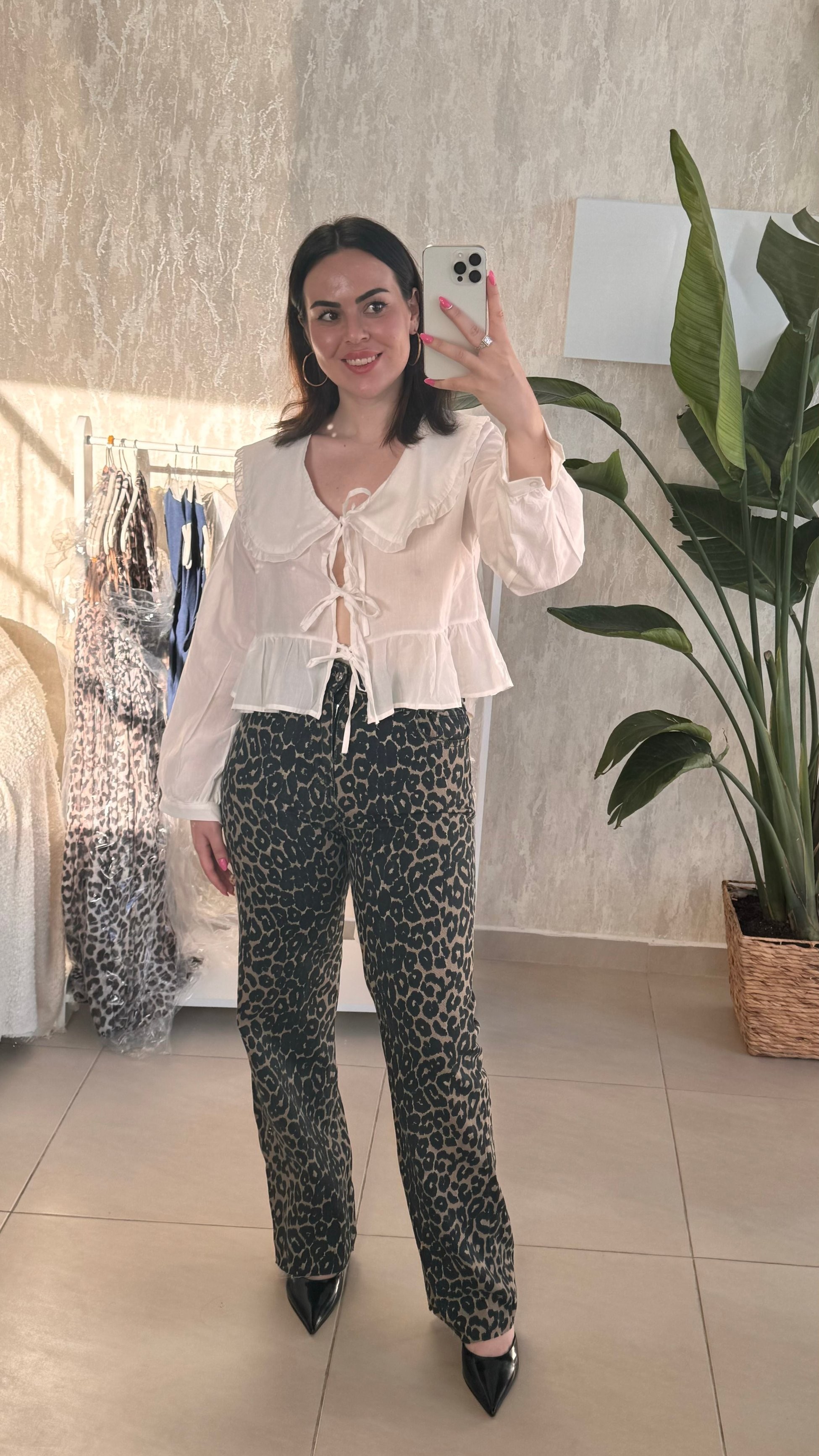 Orijinal zr marka wide leg leopar jean