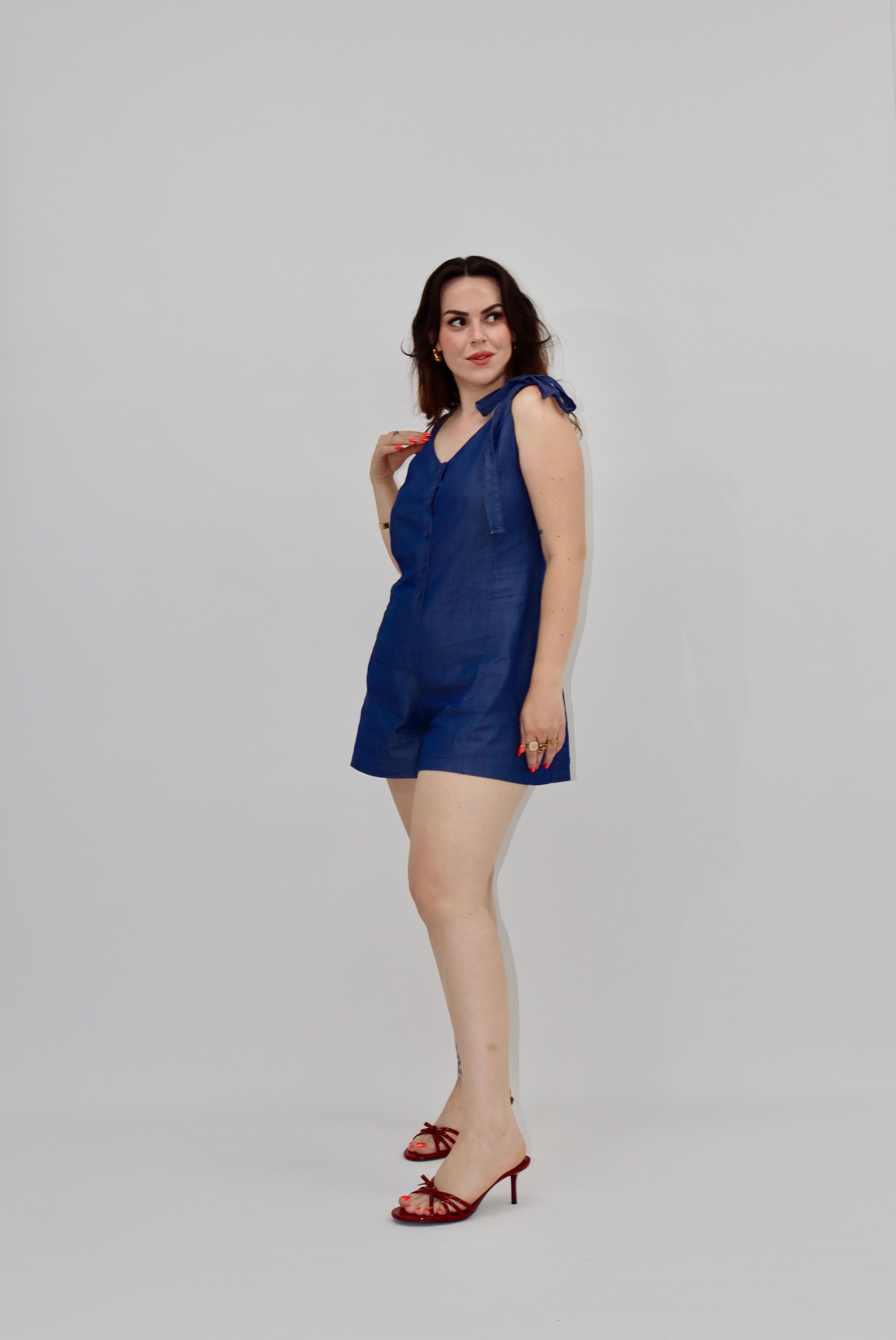 Yumuşak denim tulum