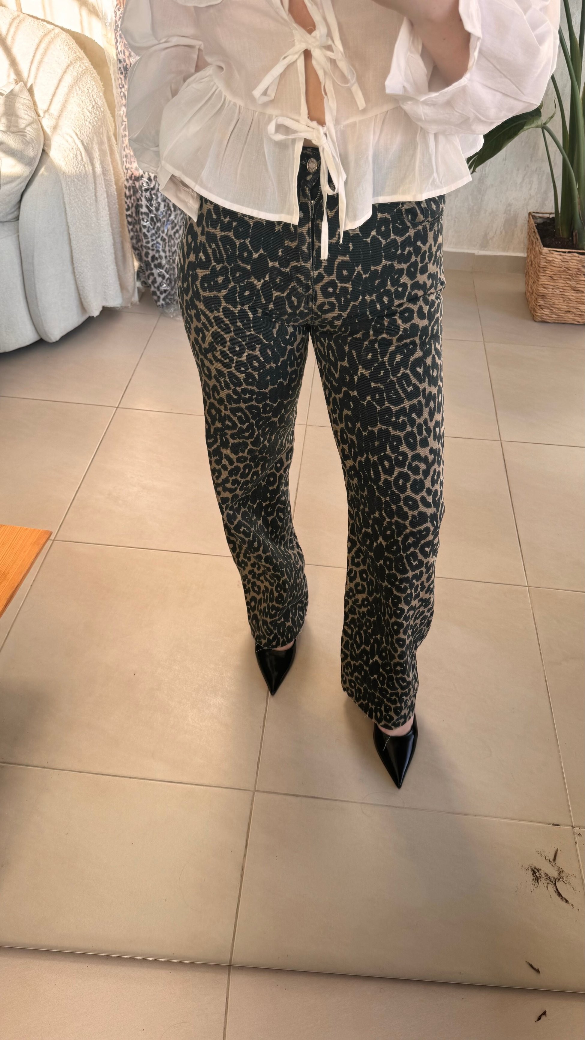 Orijinal zr marka wide leg leopar jean