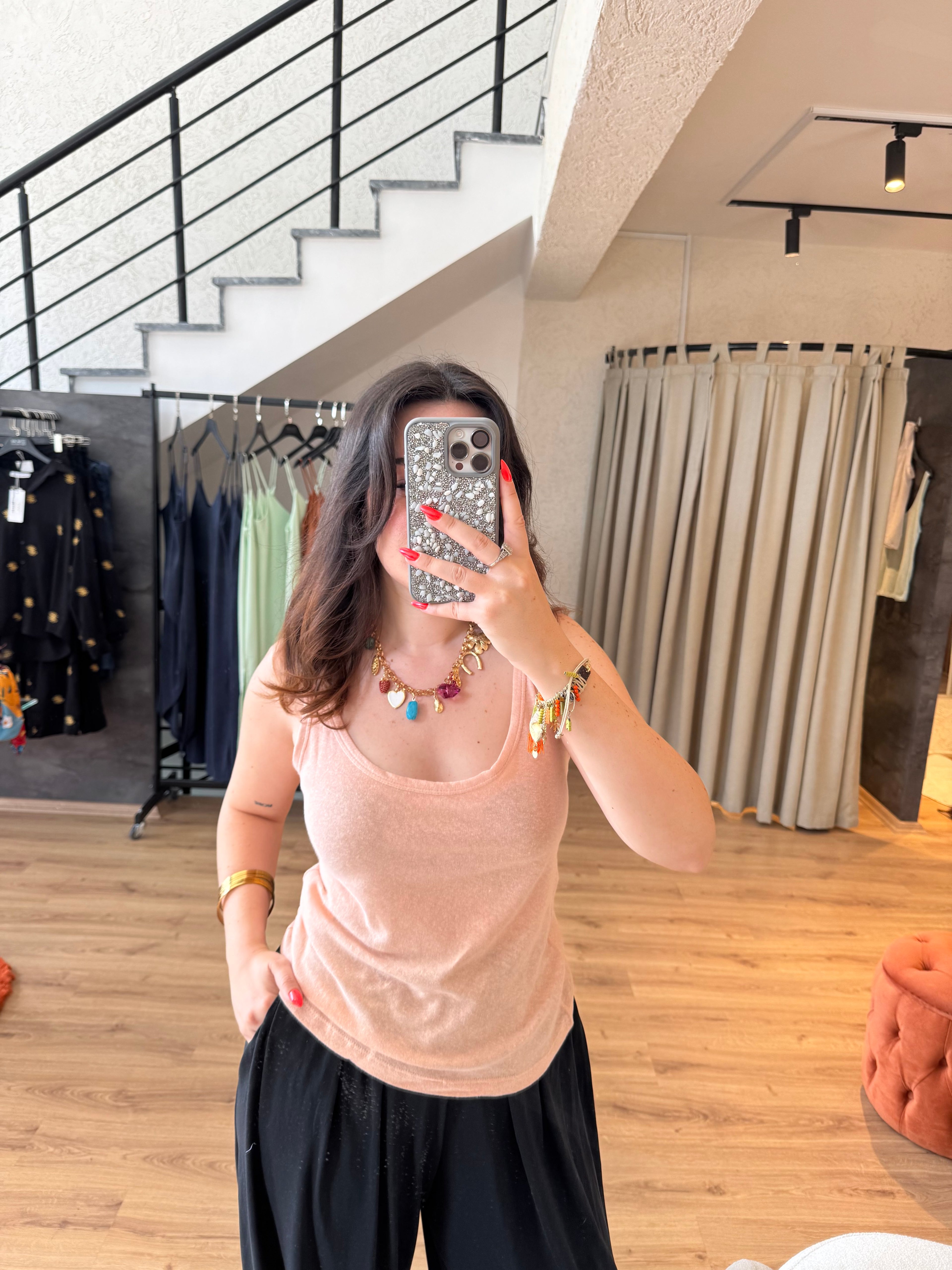 Massimo keten dokuda transparan atlet - Pembe