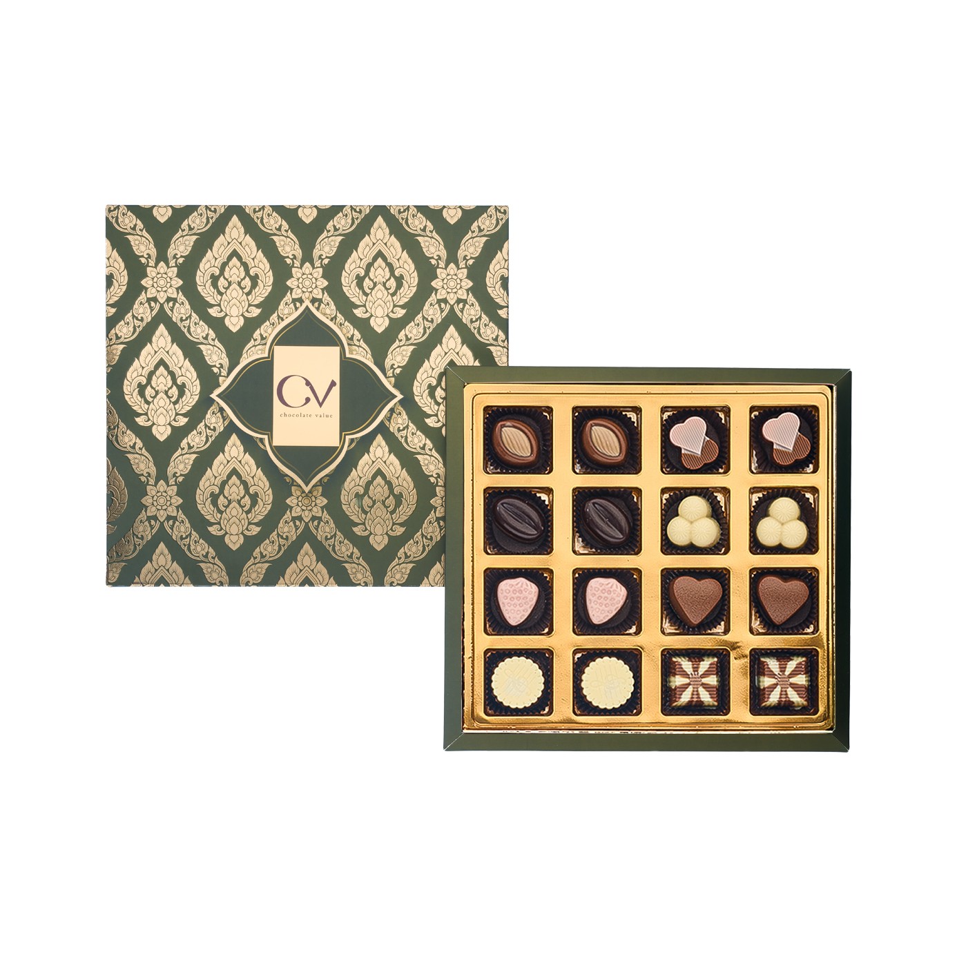 Luxury Selection Hediyelik Çikolata Kutusu / Yeşil Altın Motif