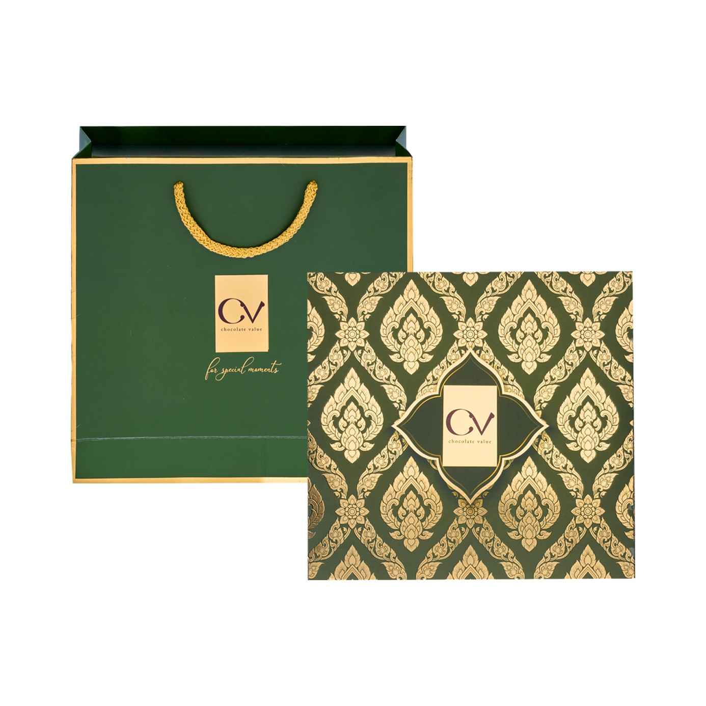 Luxury Selection Hediyelik Çikolata Kutusu / Yeşil Altın Motif