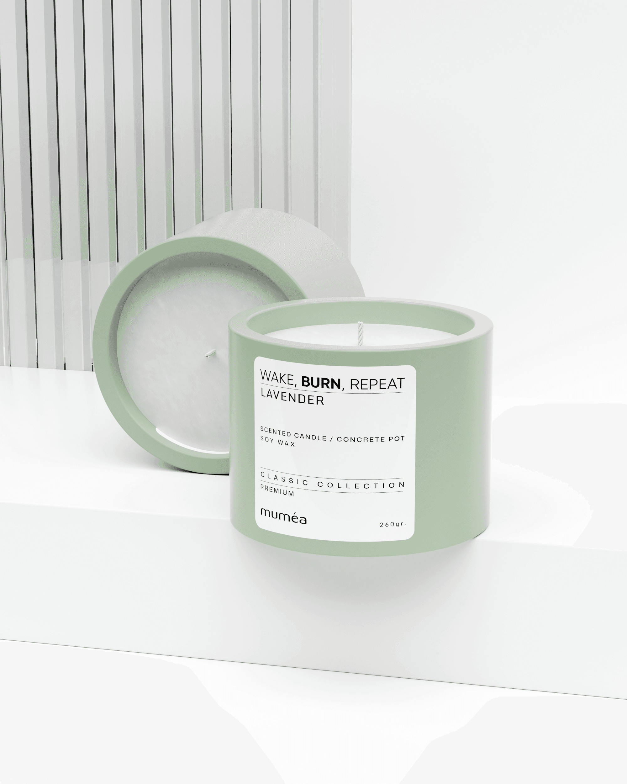 Lavanta Kokulu 260 gr Soya Mum (Beton Saksıda)