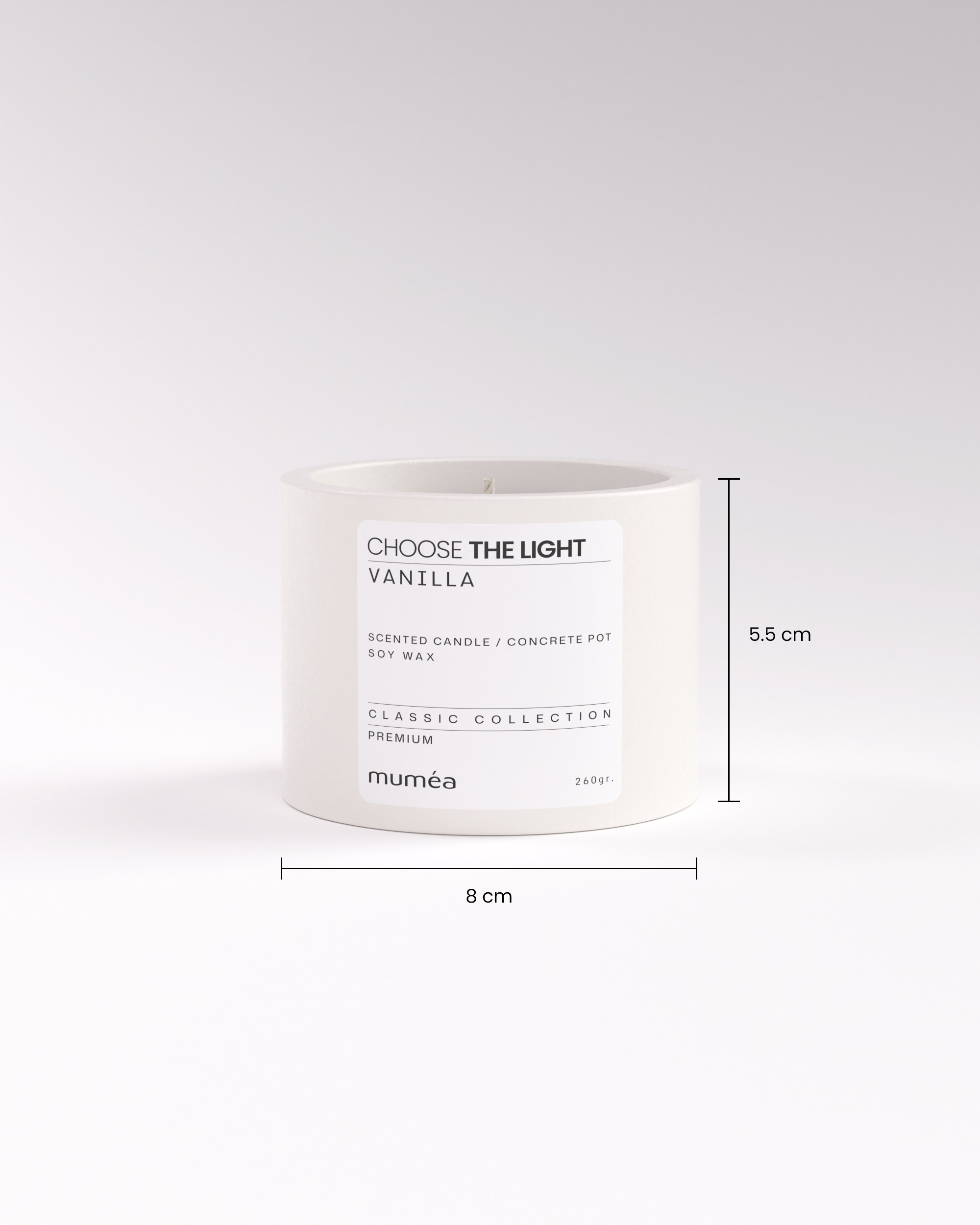Vanilya Kokulu 260 gr Soya Mum (Beton Saksıda)