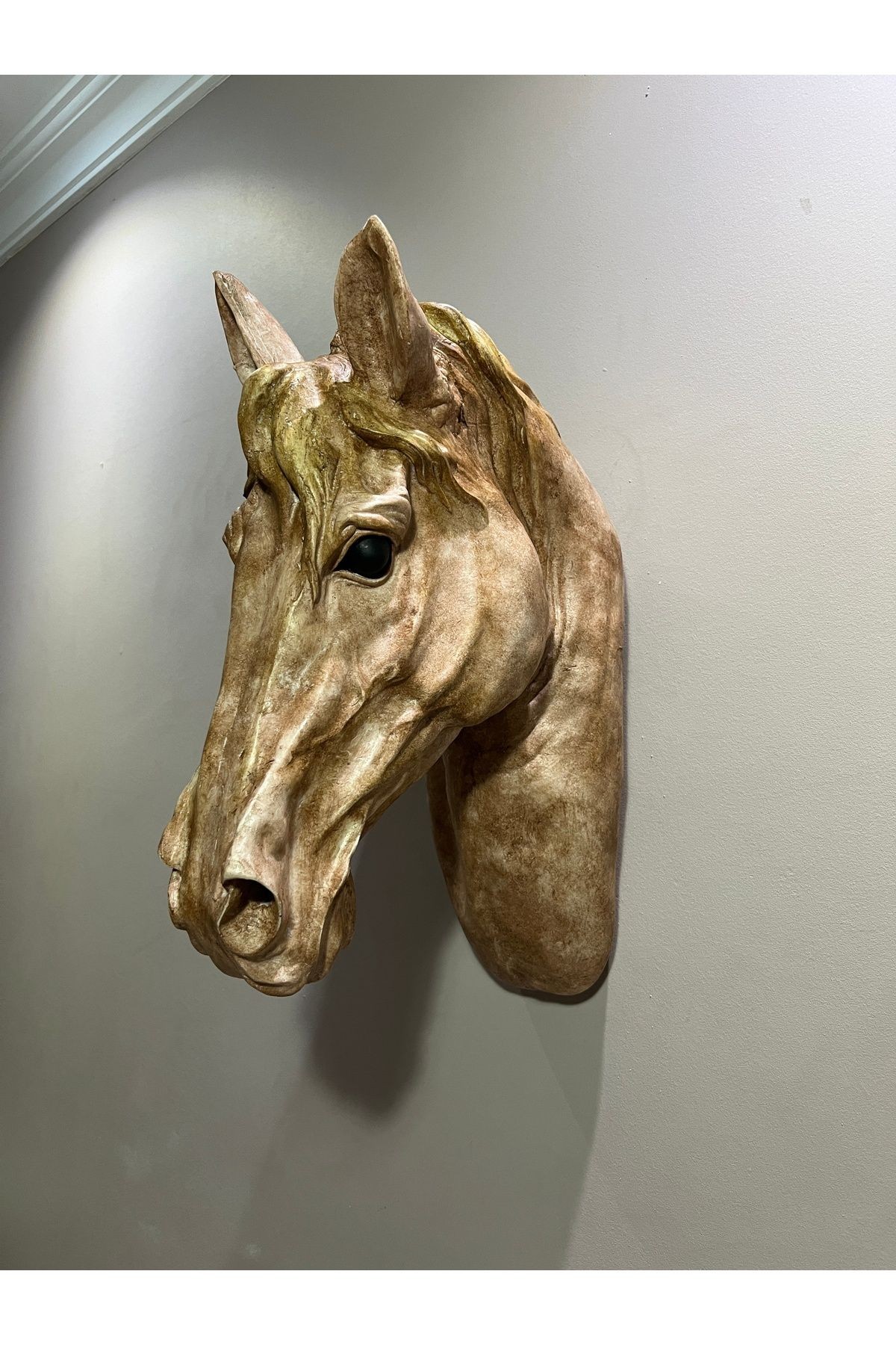 DUVAR DEKORASYON AT KAFASI ESKİTME TASARIM HORSE WALL DECOR (41 x 30 x 20 cm)