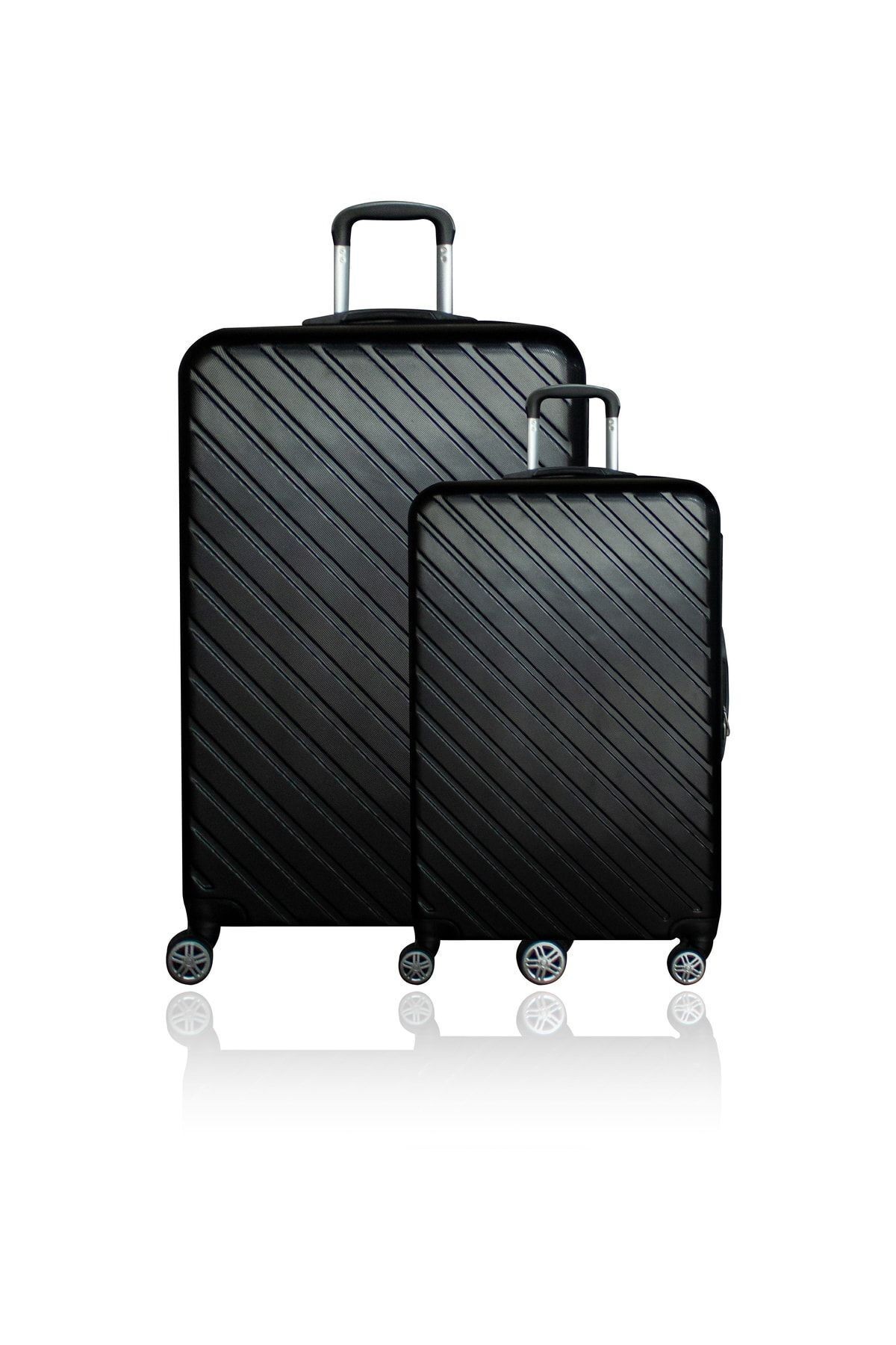 ABS 2-Piece Luggage Set - Large and Medium Sizes - Black