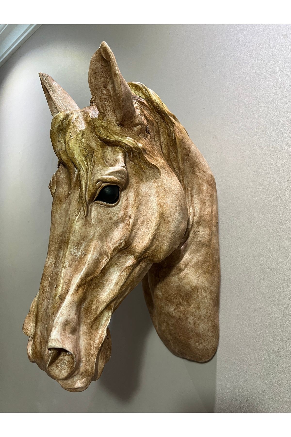 DUVAR DEKORASYON AT KAFASI ESKİTME TASARIM HORSE WALL DECOR (41 x 30 x 20 cm)