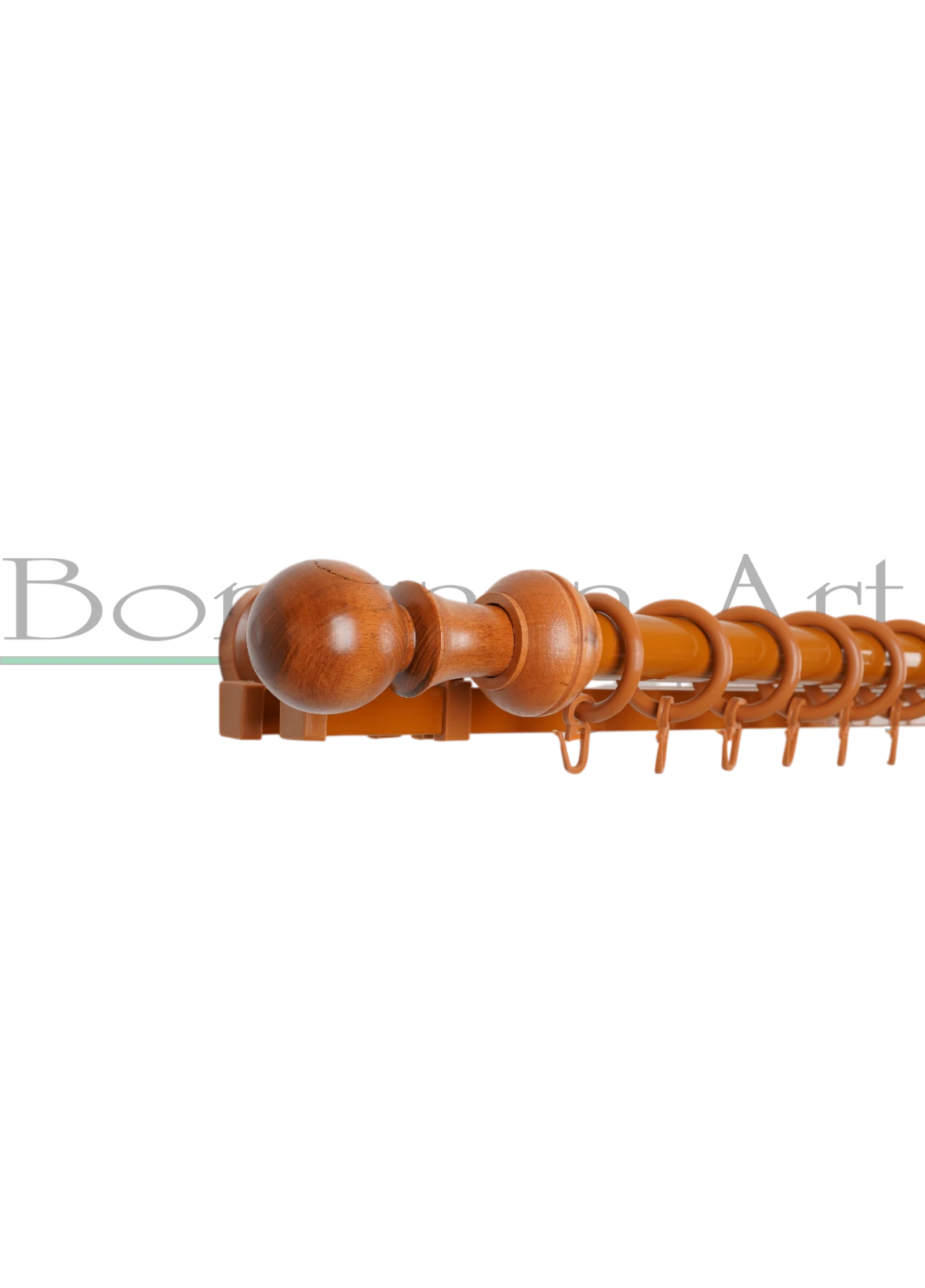 Meşe Meyra Demonte Başlıklı Ahşap Rustik Perde Askısı - Çift Raylı