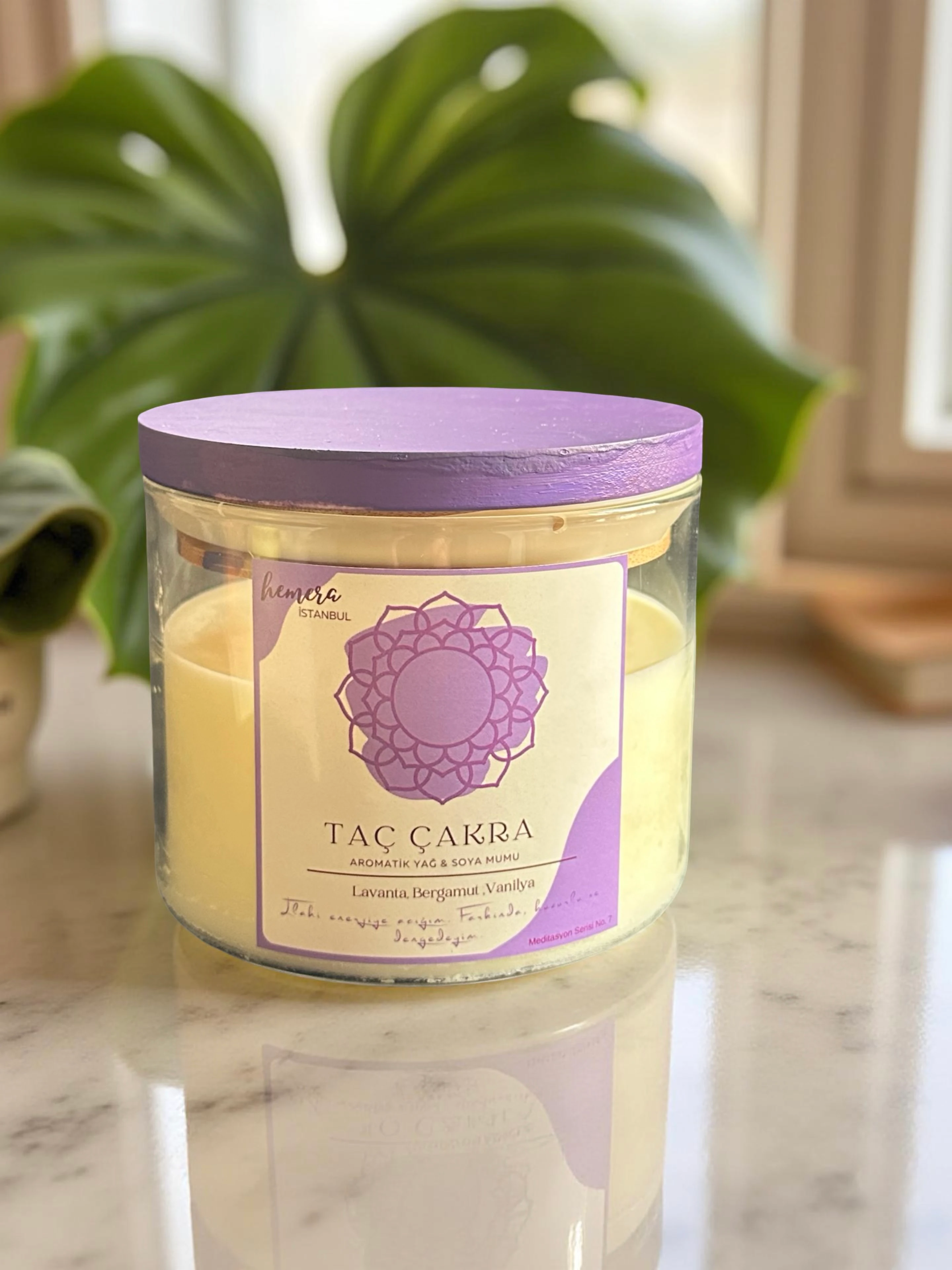 Taç Çakra Aromaterapi Soya Mumu | Lavanta, Bergamut, Vanilya