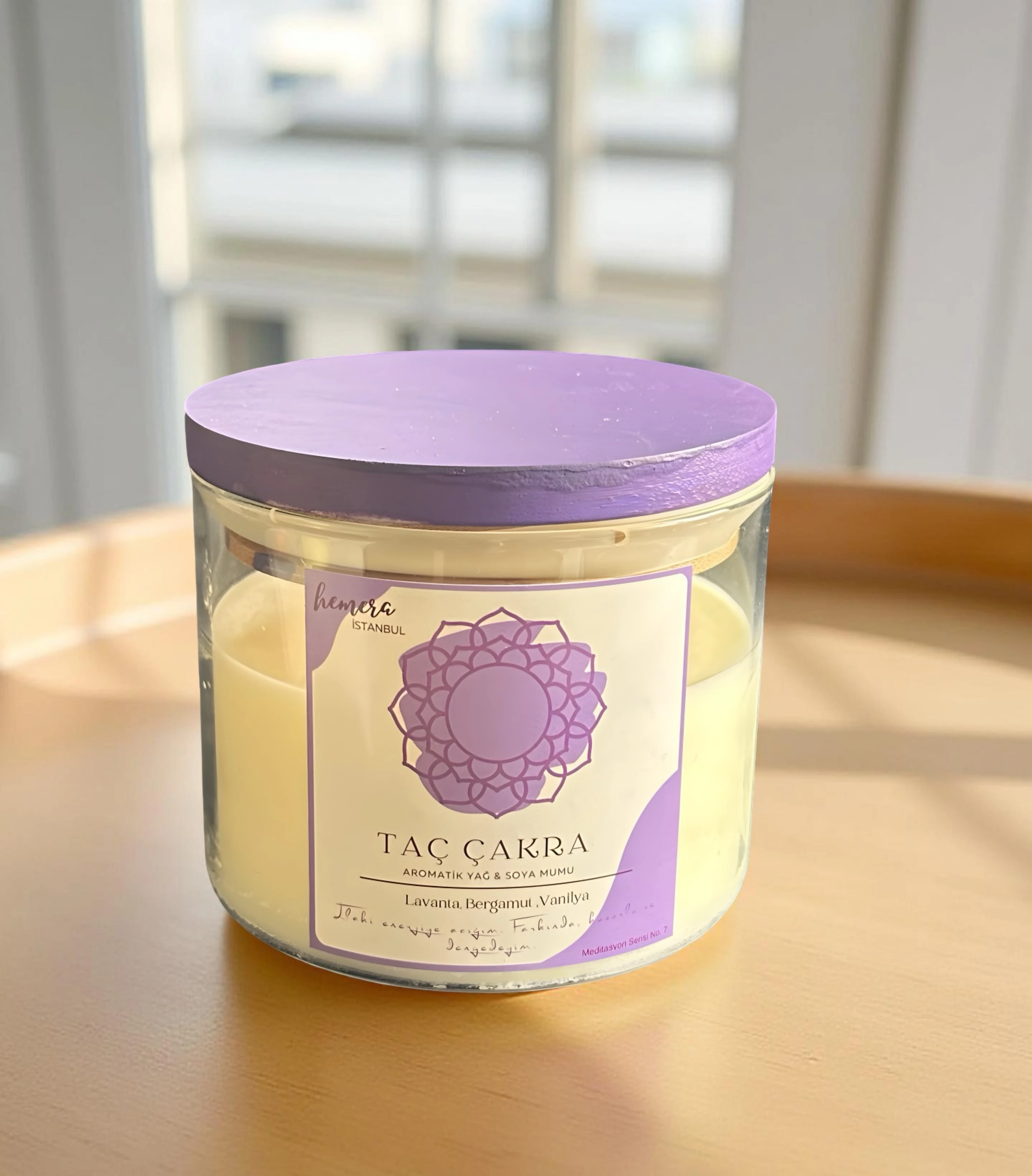 Taç Çakra Aromaterapi Soya Mumu | Lavanta, Bergamut, Vanilya