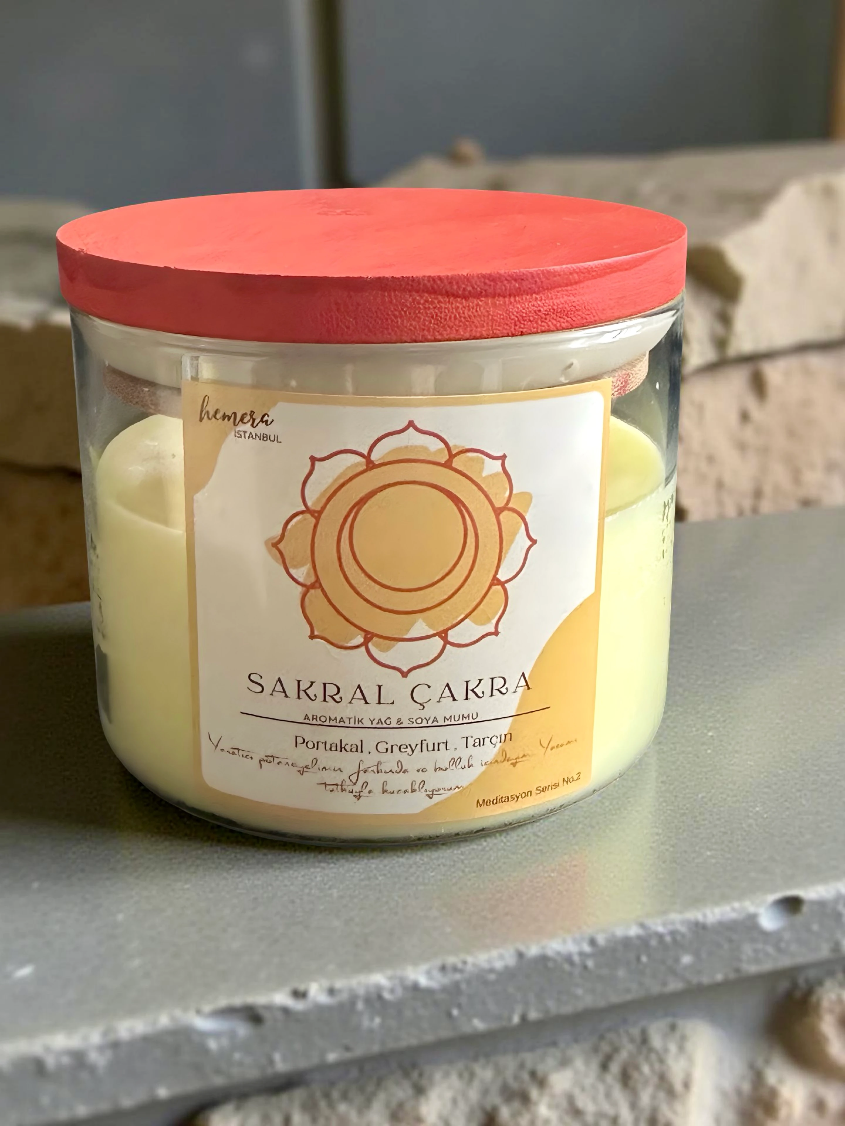 Sakral Çakra Aromaterapi Soya Mumu |Portakal, Greyfurt ,Tarçın