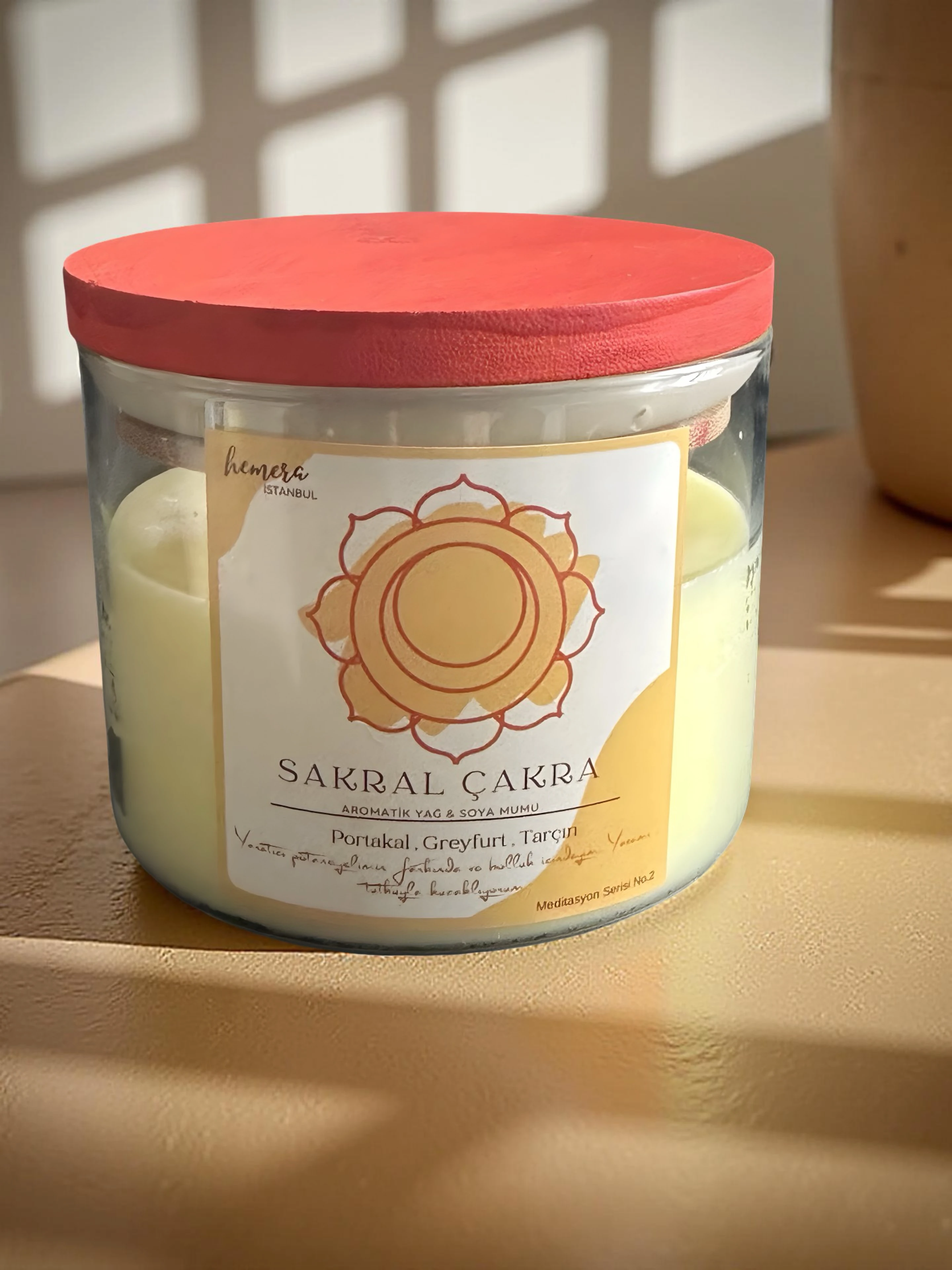 Sakral Çakra Aromaterapi Soya Mumu |Portakal, Greyfurt ,Tarçın