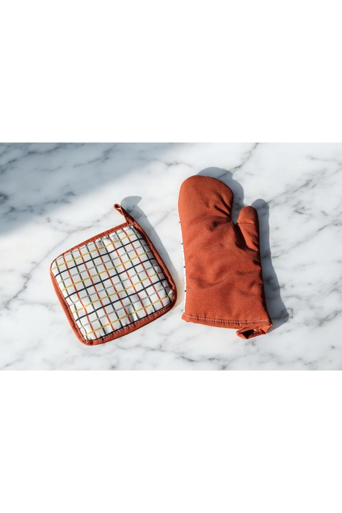 Mof Collection Renkli Kareler Serisi Mutfak Önlüğü Seti