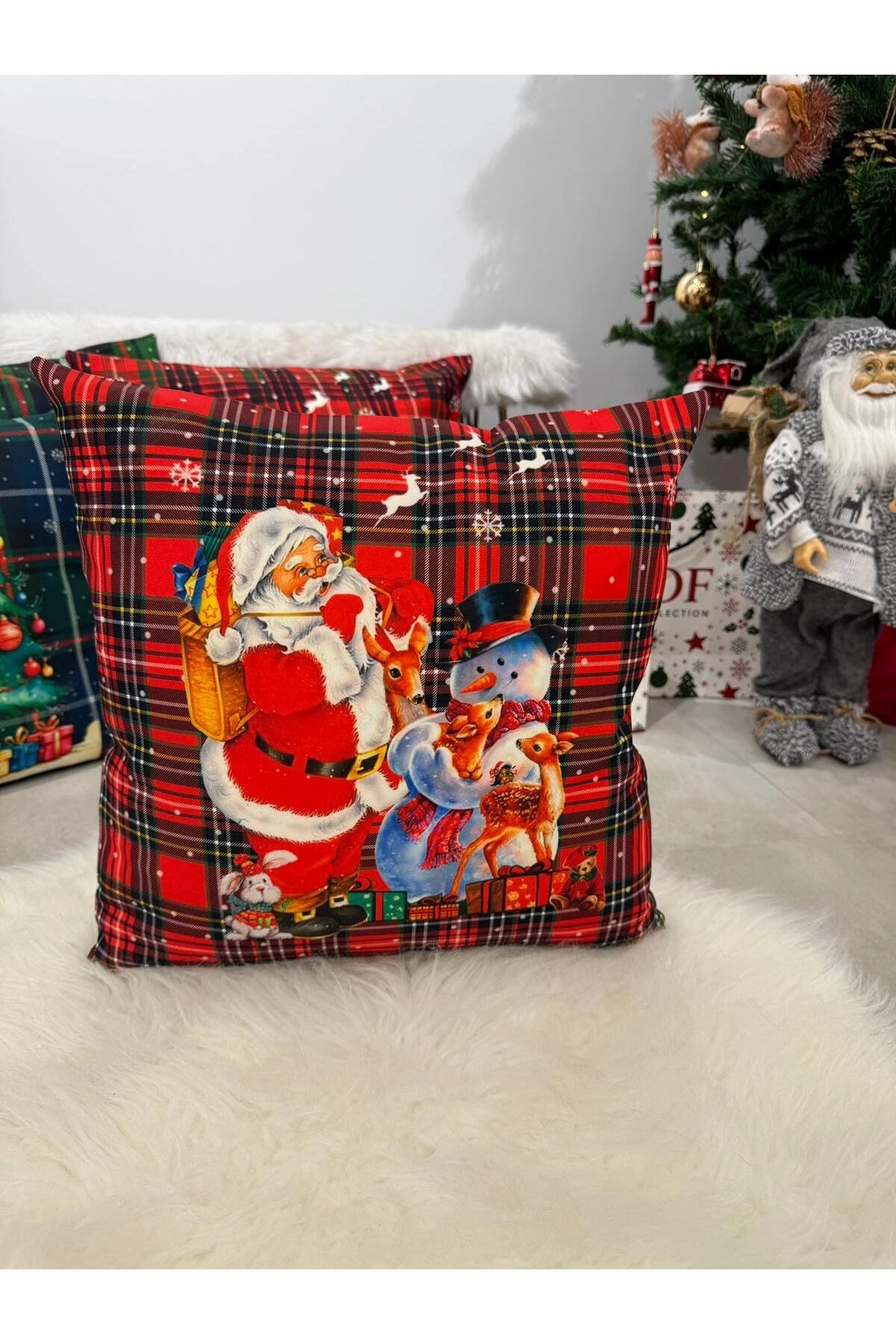 Mof Collection Baskılı Noel Baba Kırlent Kılıfı