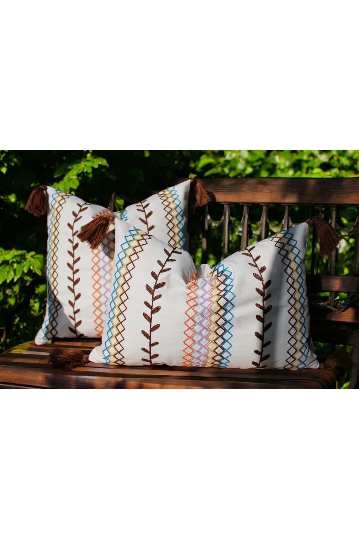 Mof Home Collection Etnik Desen Püsküllü Punch Kırlent Kılıfı