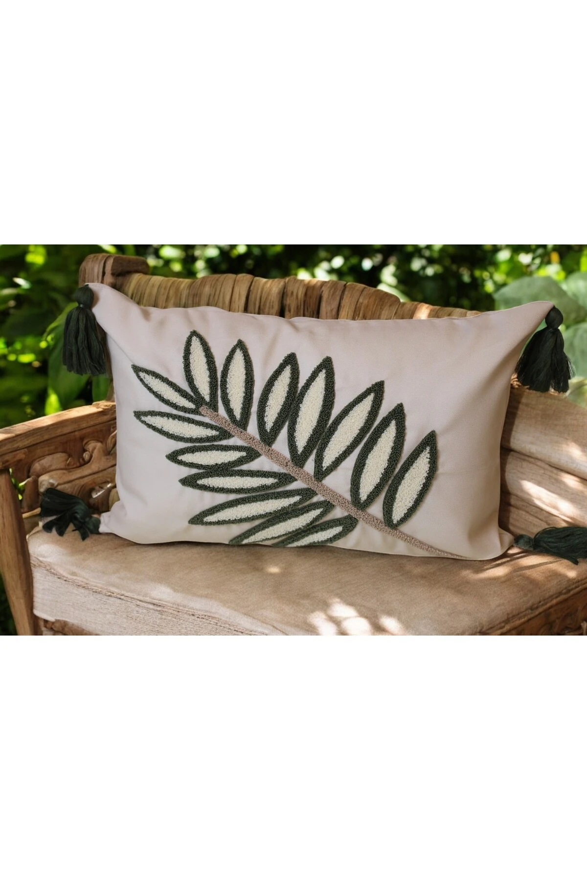 Mof Home Collection Yaprak Desen Punch Kırlent Kılıfı