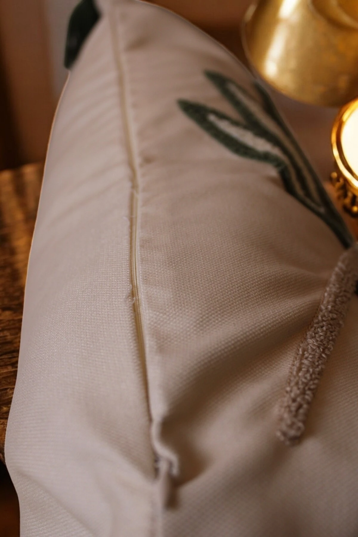 Mof Home Collection Yaprak Desen Punch Kırlent Kılıfı